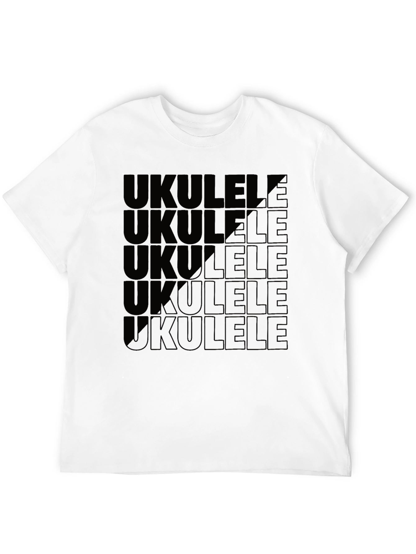 Ukulele Graphic Print Black T-Shirt