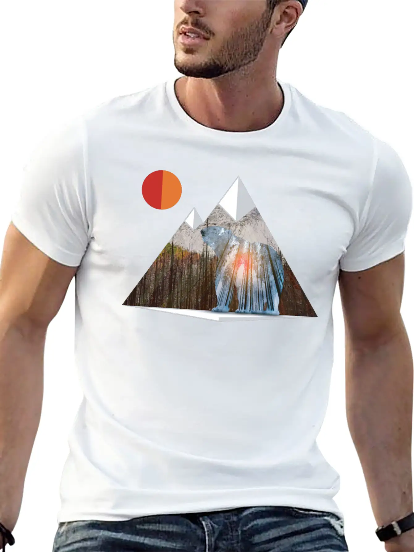 Bear Sun Salute In Mountain Forest Unisex Casual T-Shirt – Clean Design For Daily Comfort