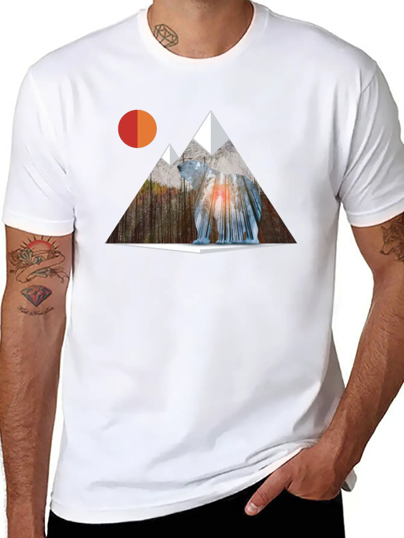 Bear Sun Salute In Mountain Forest Unisex Casual T-Shirt – Clean Design For Daily Comfort