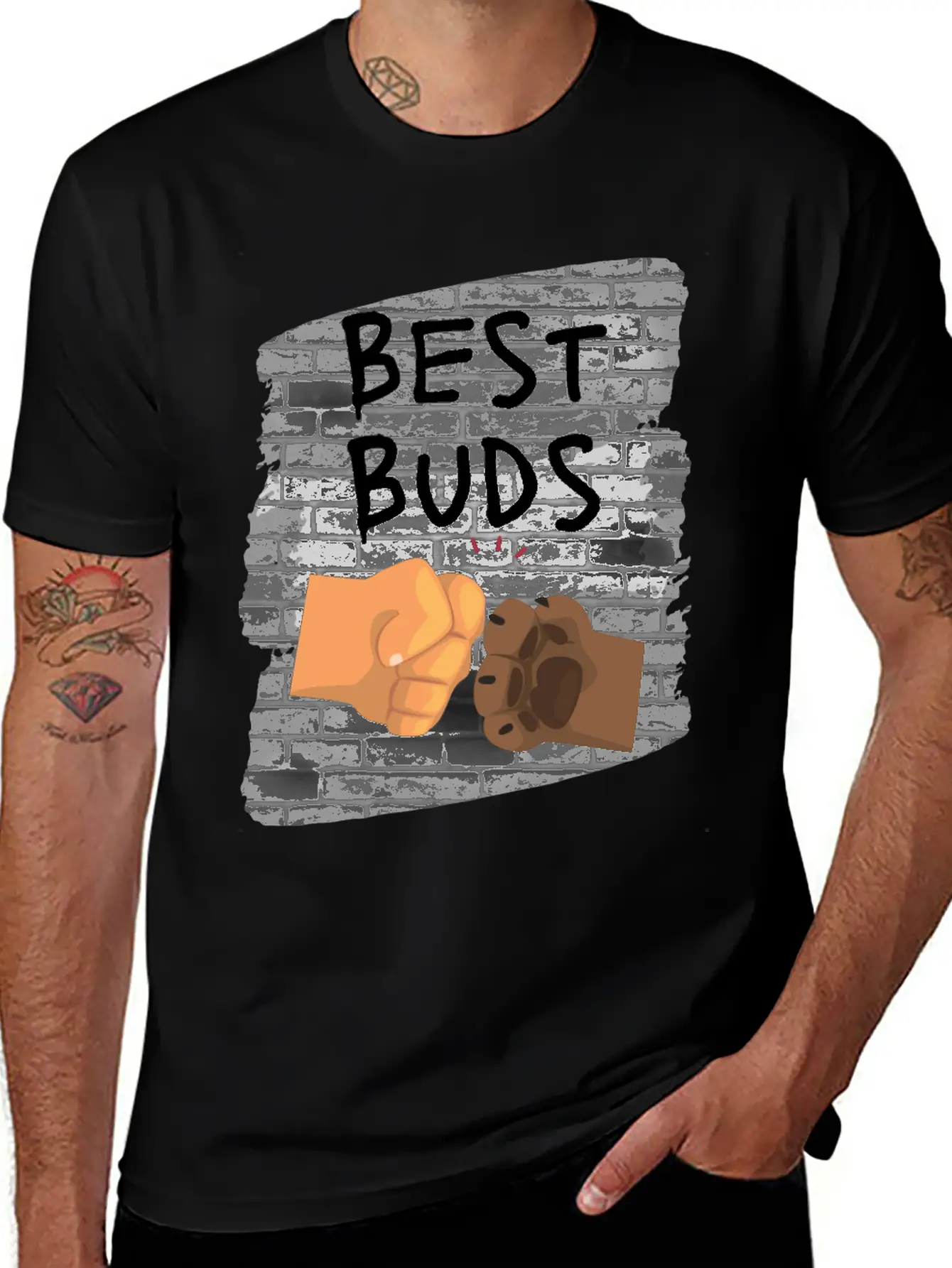 Best Buds Dog Fist Bump Unisex Casual T-Shirt – Clean Design For Daily Comfort