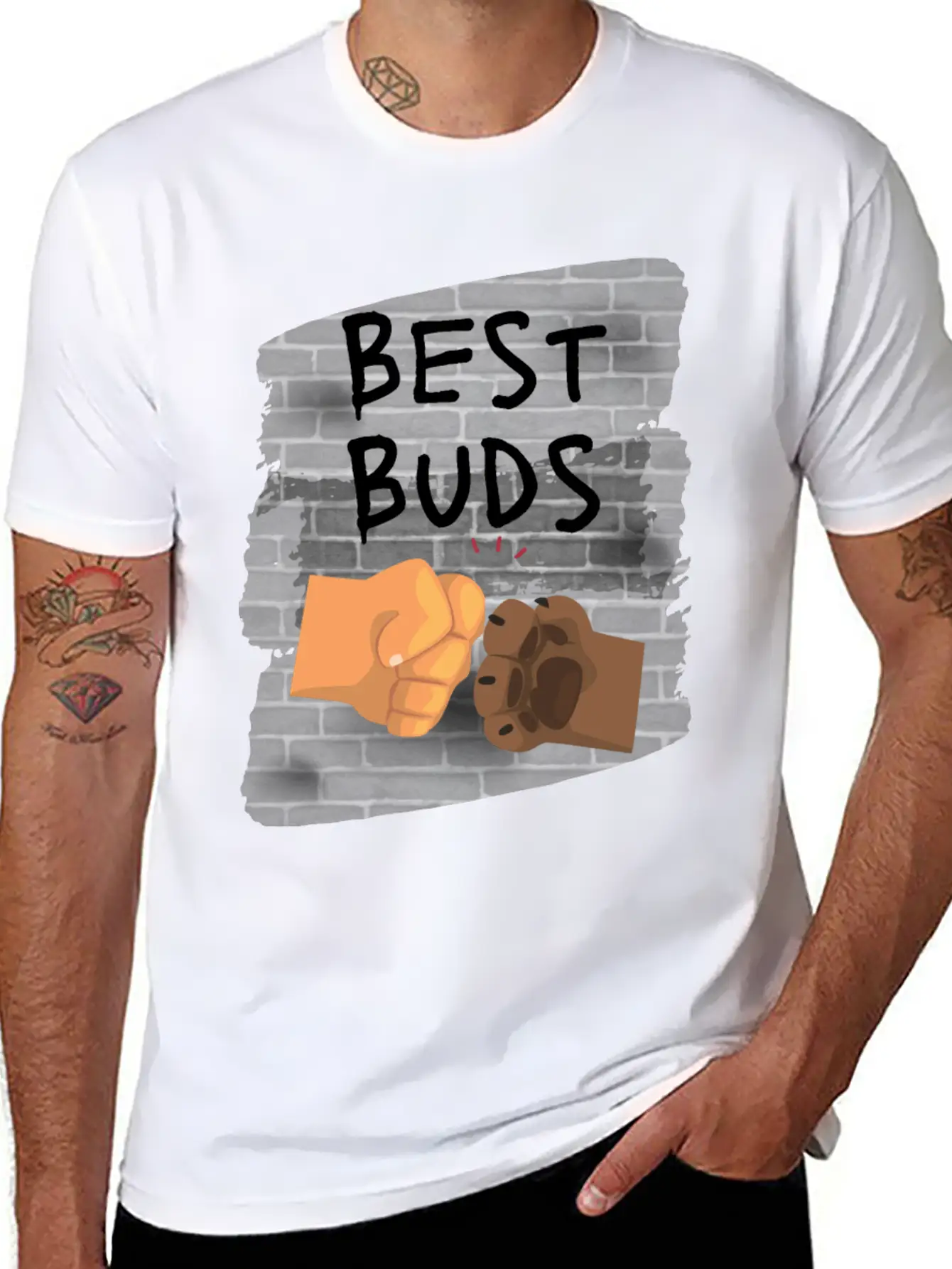 Best Buds Dog Fist Bump Unisex Casual T-Shirt – Clean Design For Daily Comfort