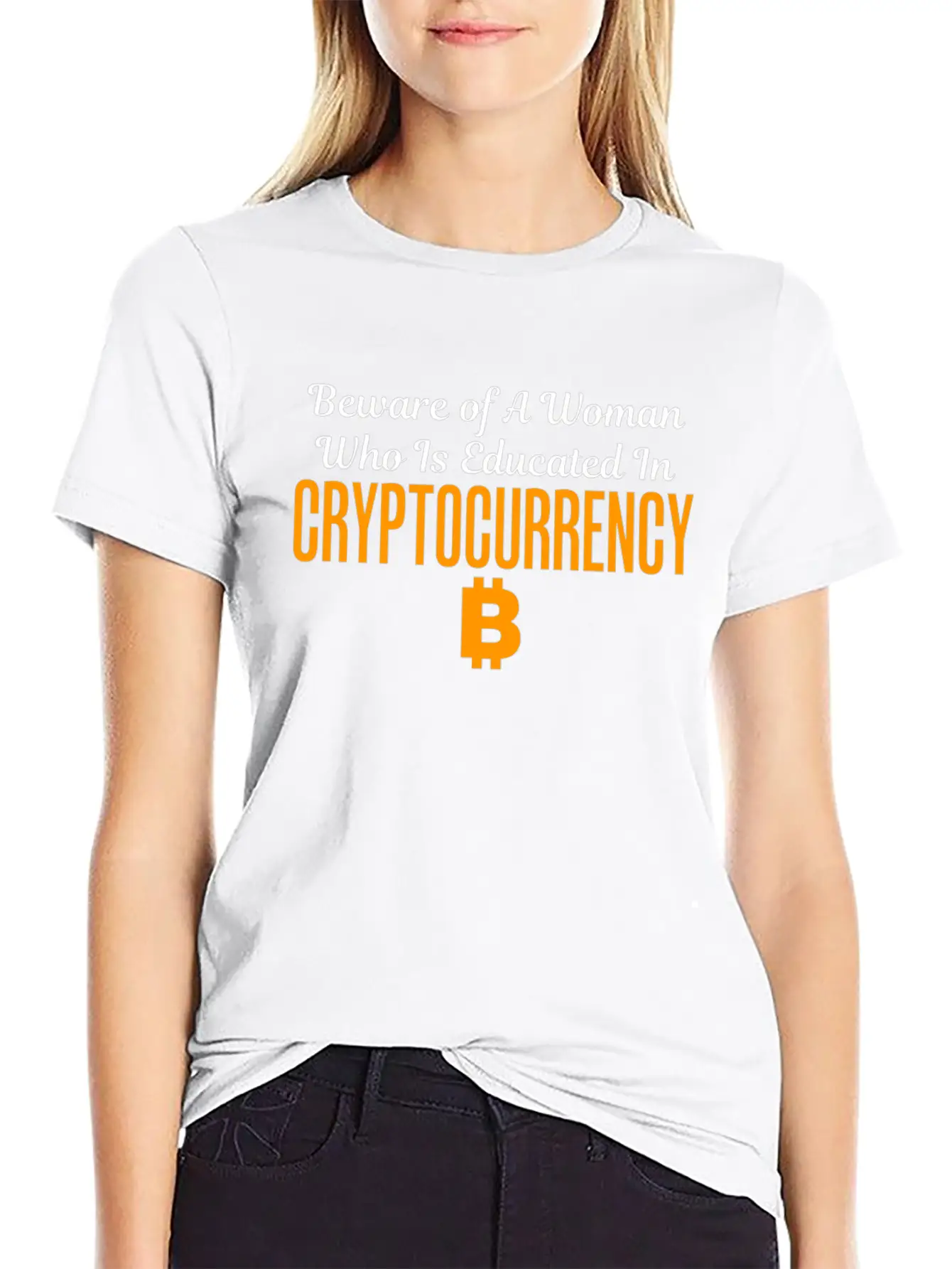 Beware Of A Woman Who Is Educated Cryptocurrency Unisex Casual T-Shirt – Clean Design For Daily Comfort