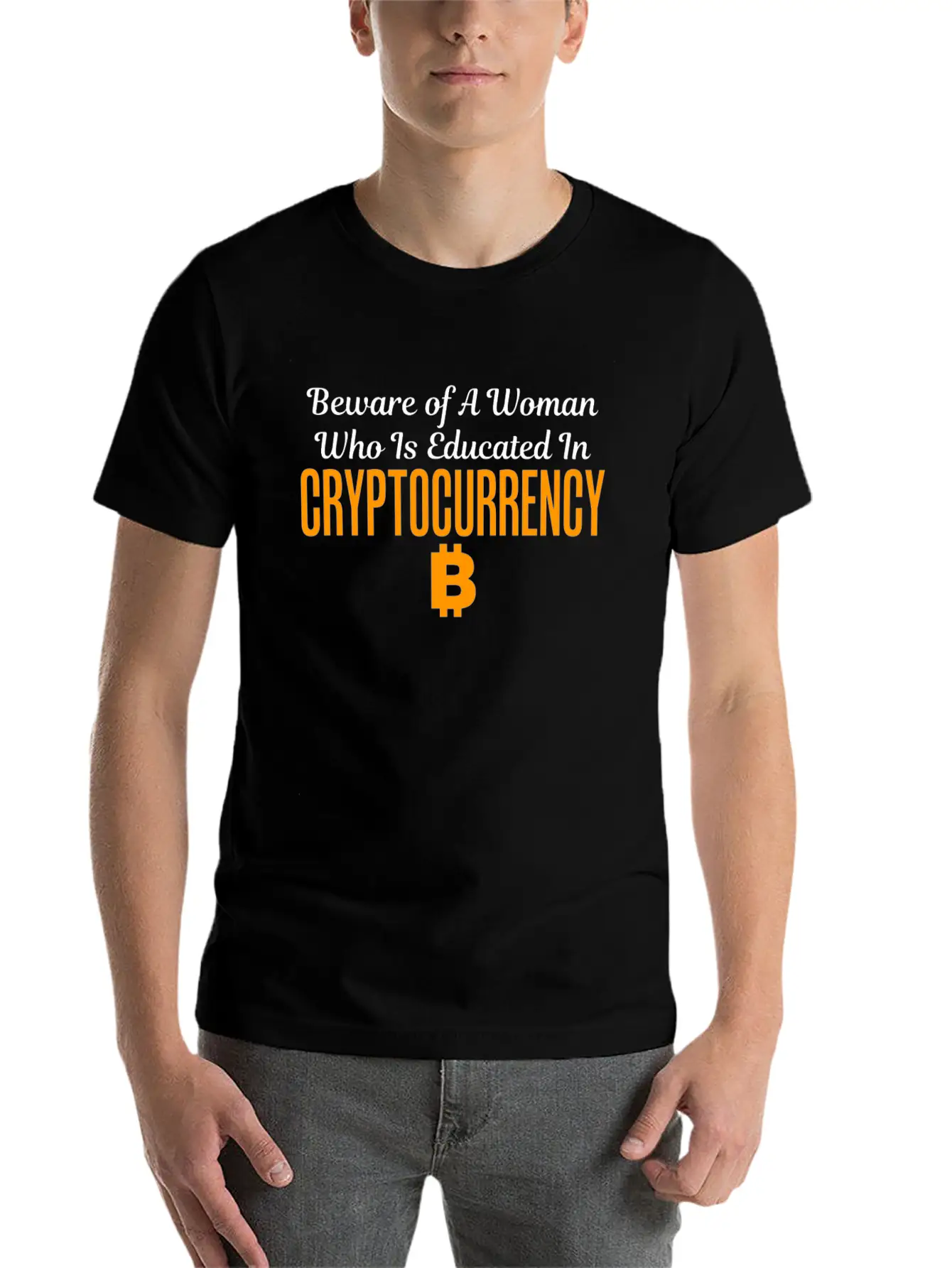 Beware Of A Woman Who Is Educated Cryptocurrency Unisex Casual T-Shirt – Clean Design For Daily Comfort