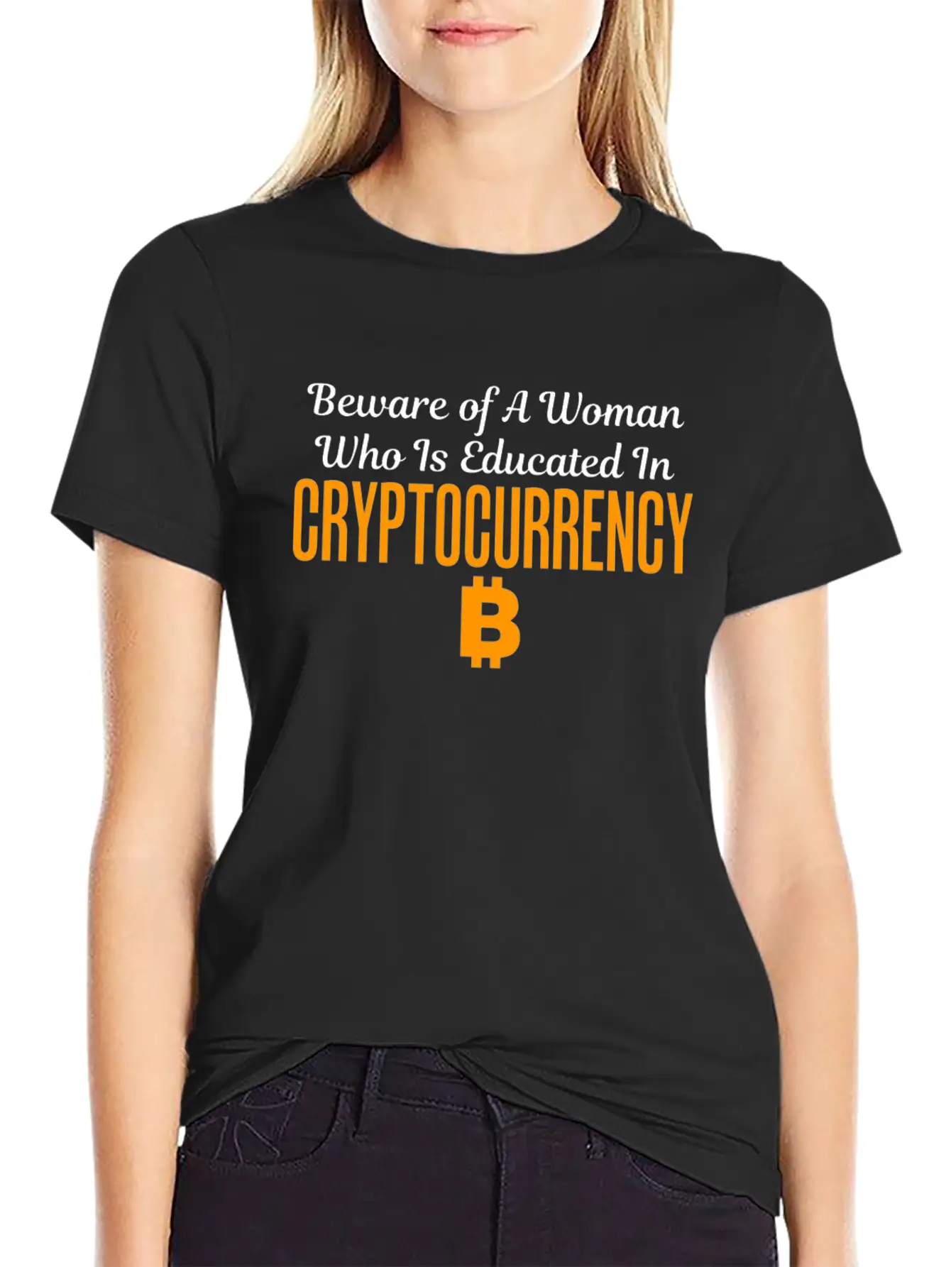 Beware Of A Woman Who Is Educated Cryptocurrency Unisex Casual T-Shirt – Clean Design For Daily Comfort