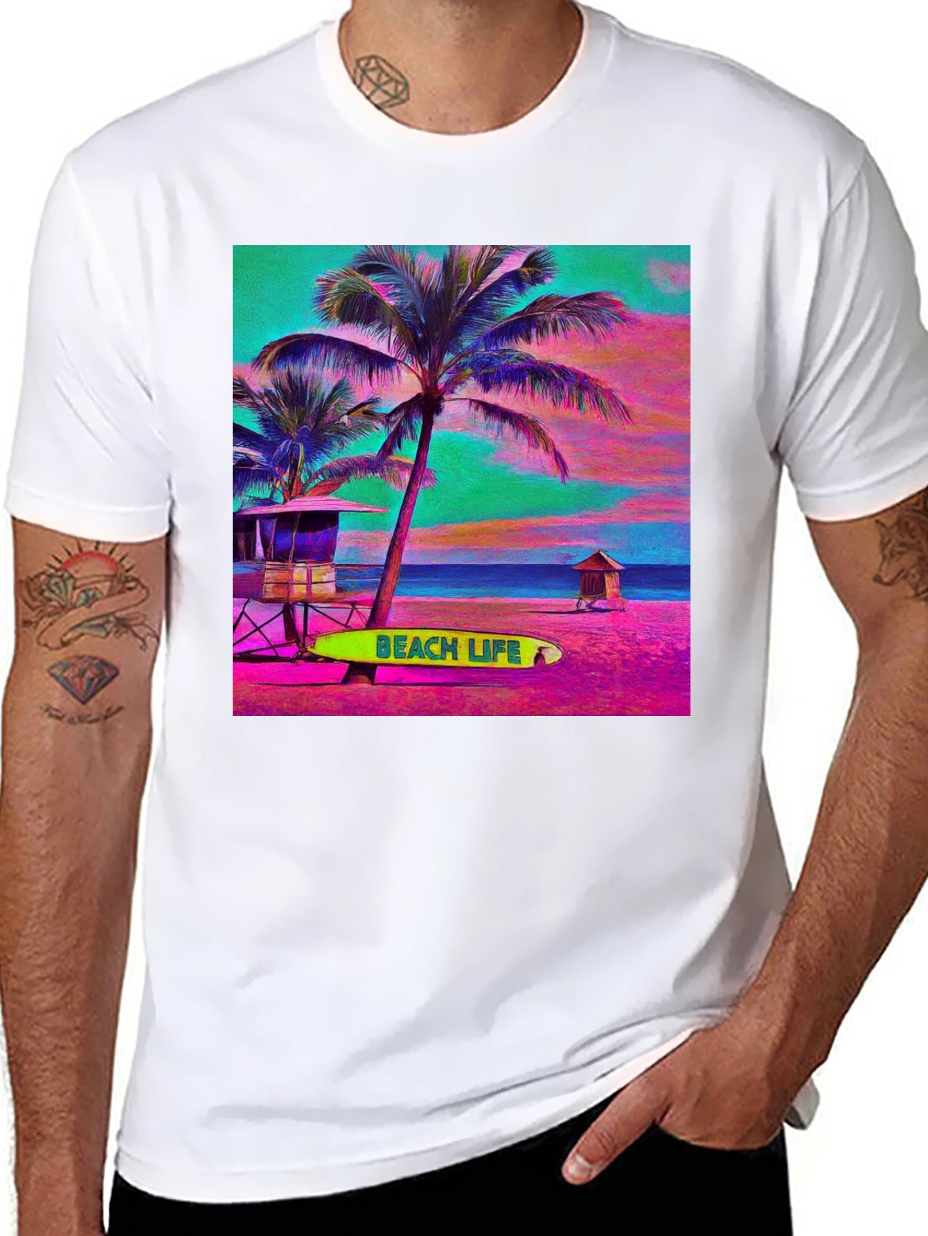 Tropical Beach Life Graphic Tee