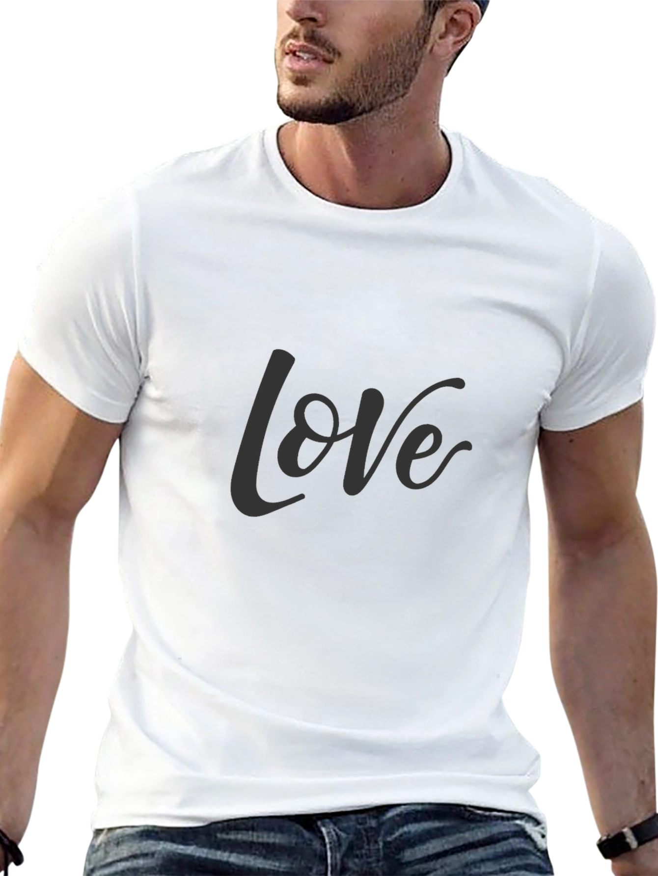 Mens Black Love Graphic Tee - Casual Style