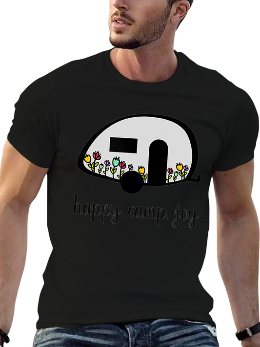 Happy Camper Graphic T-Shirt - Black