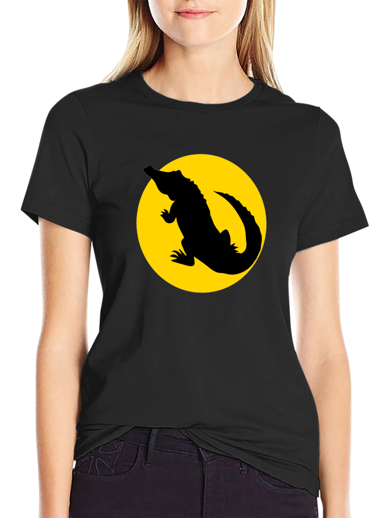 Alligator Silhouette Graphic Tee - Black