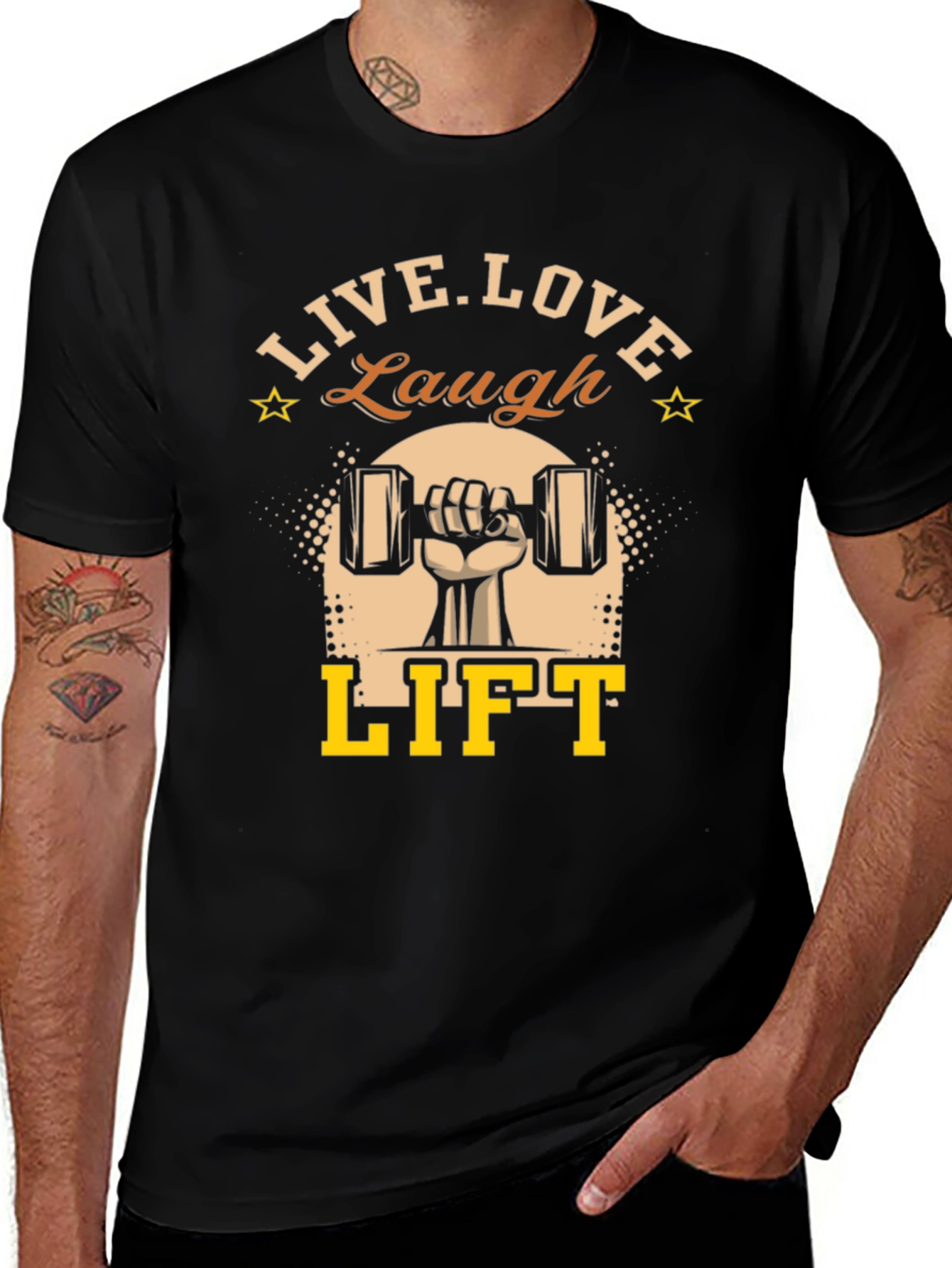 Live Love Laugh Lift Black Graphic T-Shirt