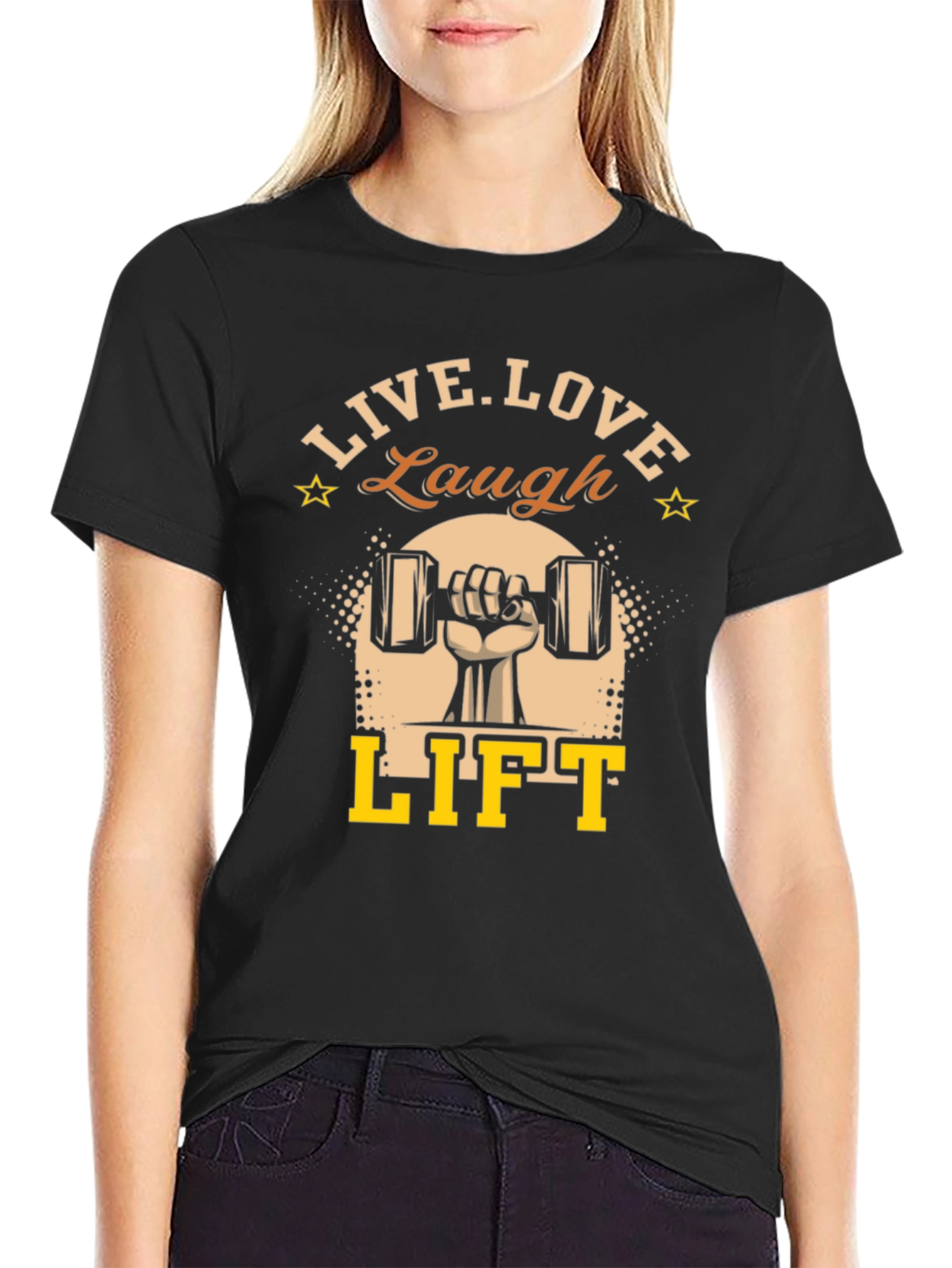 Live Love Laugh Lift Black Graphic T-Shirt