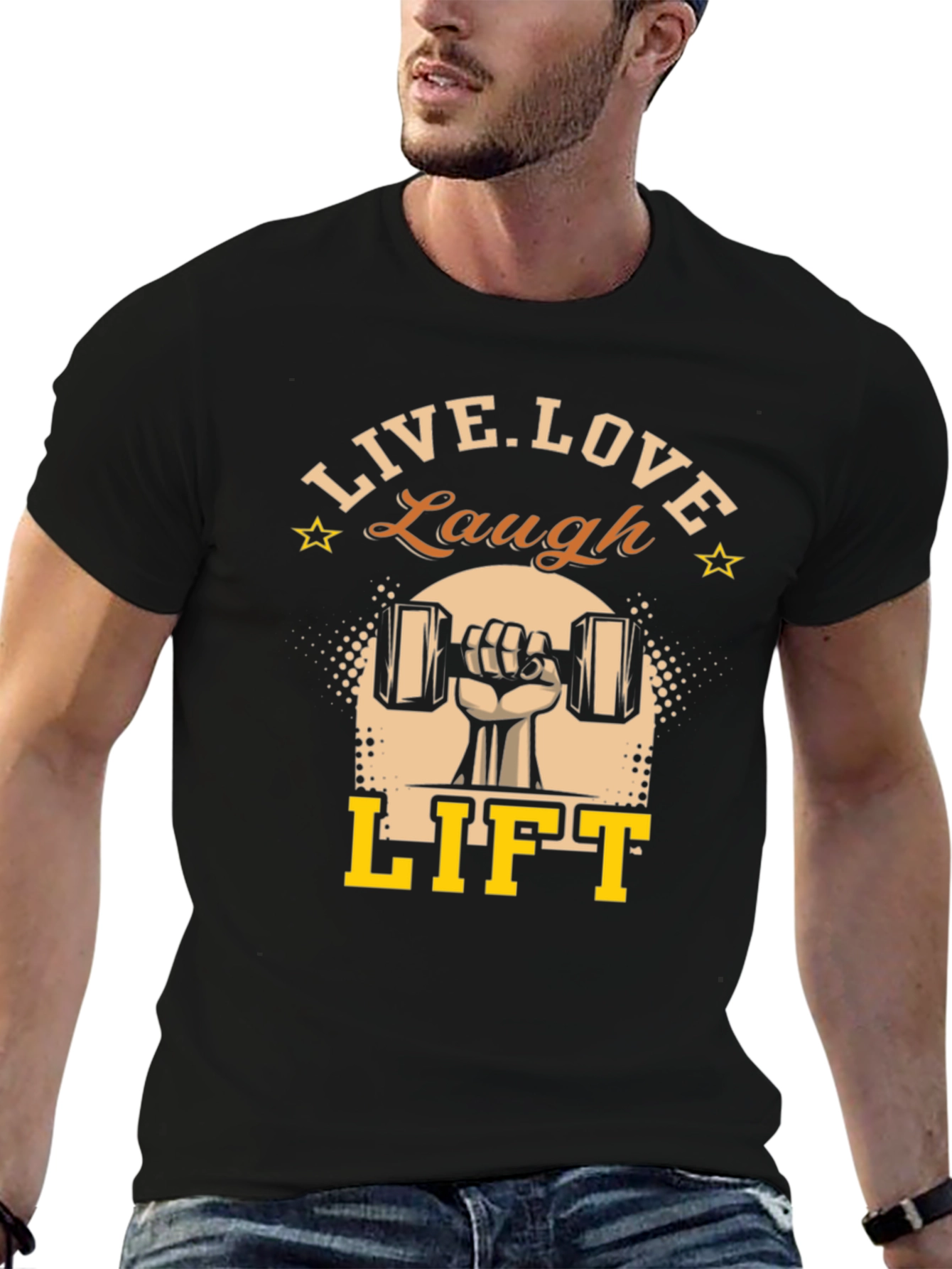 Live Love Laugh Lift Black Graphic T-Shirt