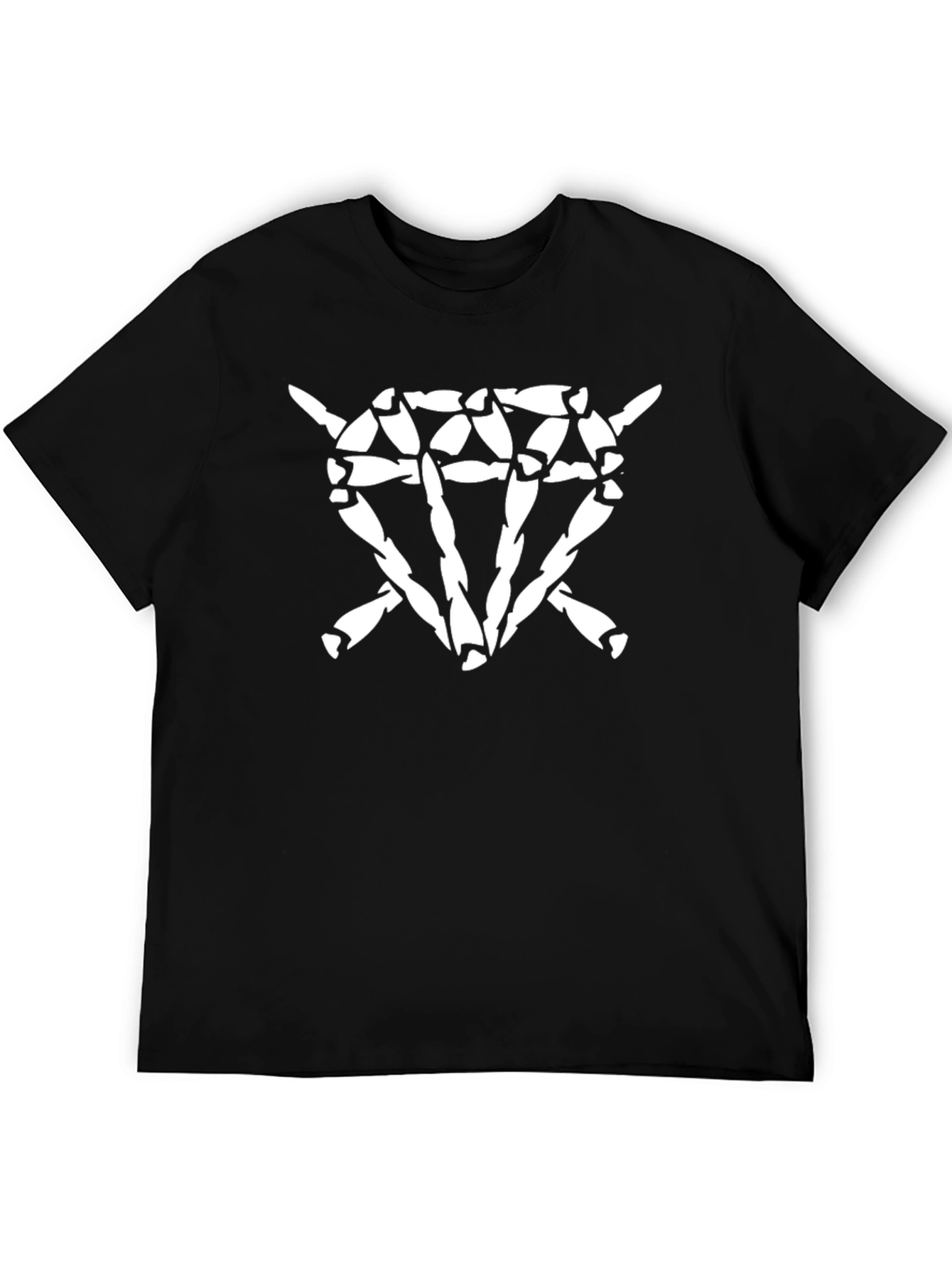 Edgy Graphic Tee - Diamond Bone Cage T-Shirt