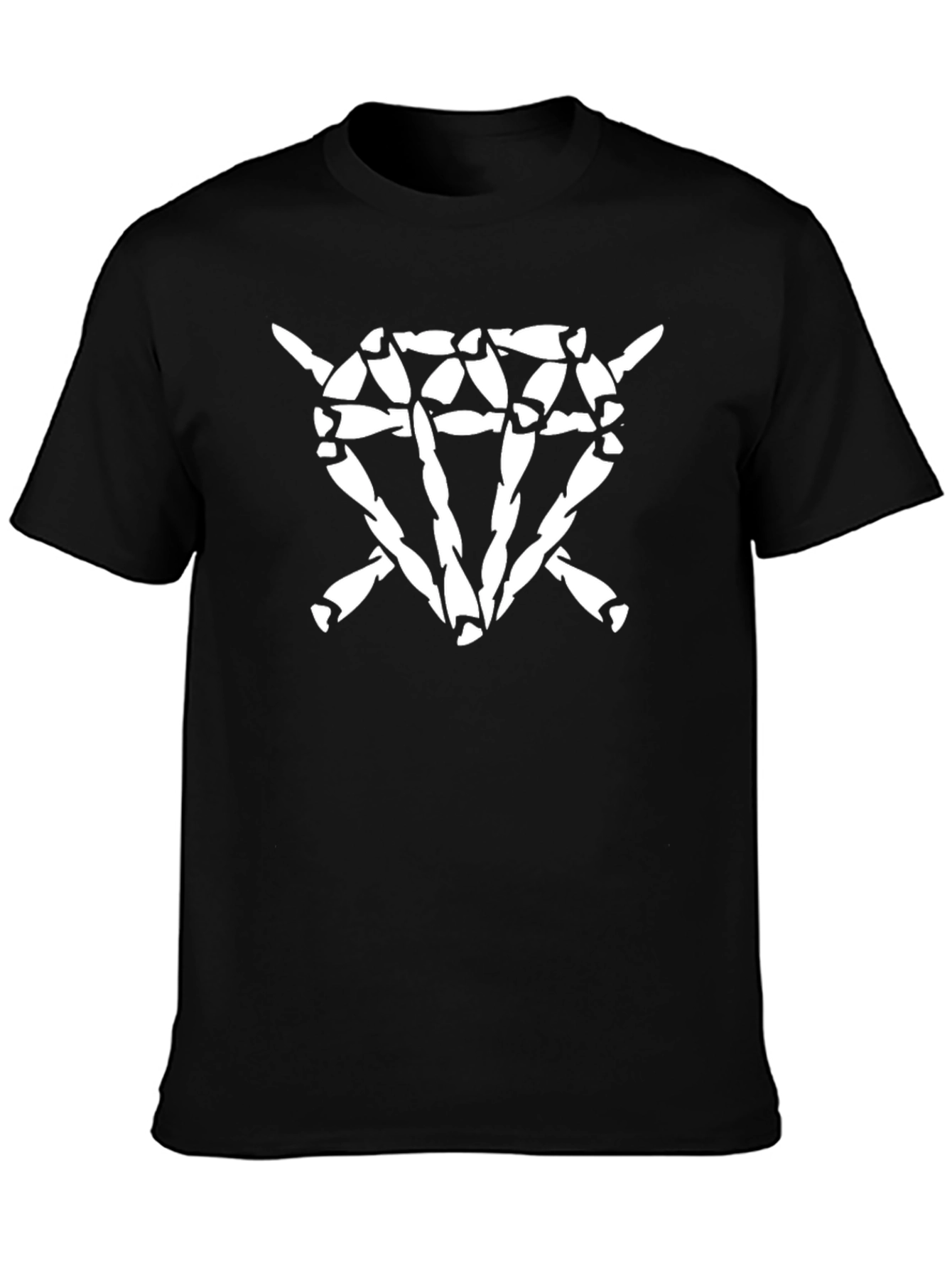 Edgy Graphic Tee - Diamond Bone Cage T-Shirt