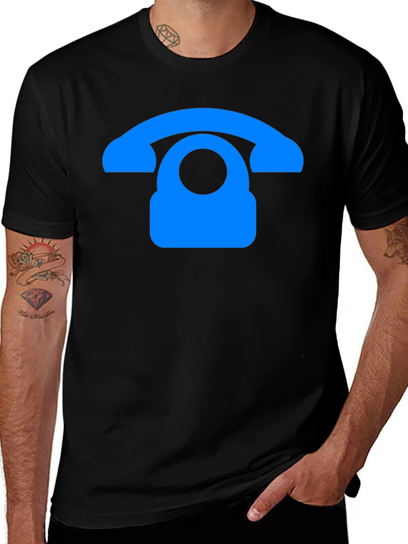 Retro Phone Graphic T-Shirt - Black