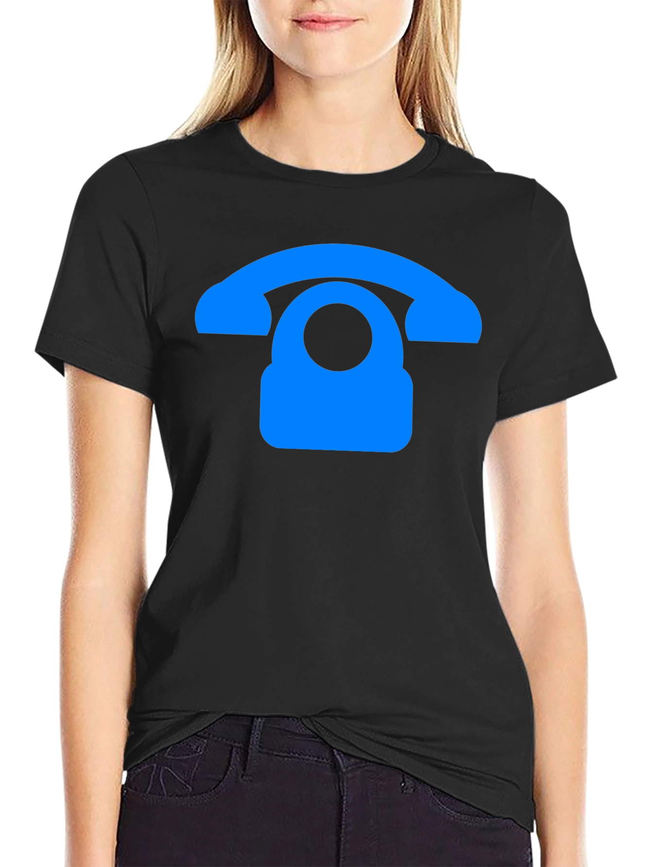 Retro Phone Graphic T-Shirt - Black