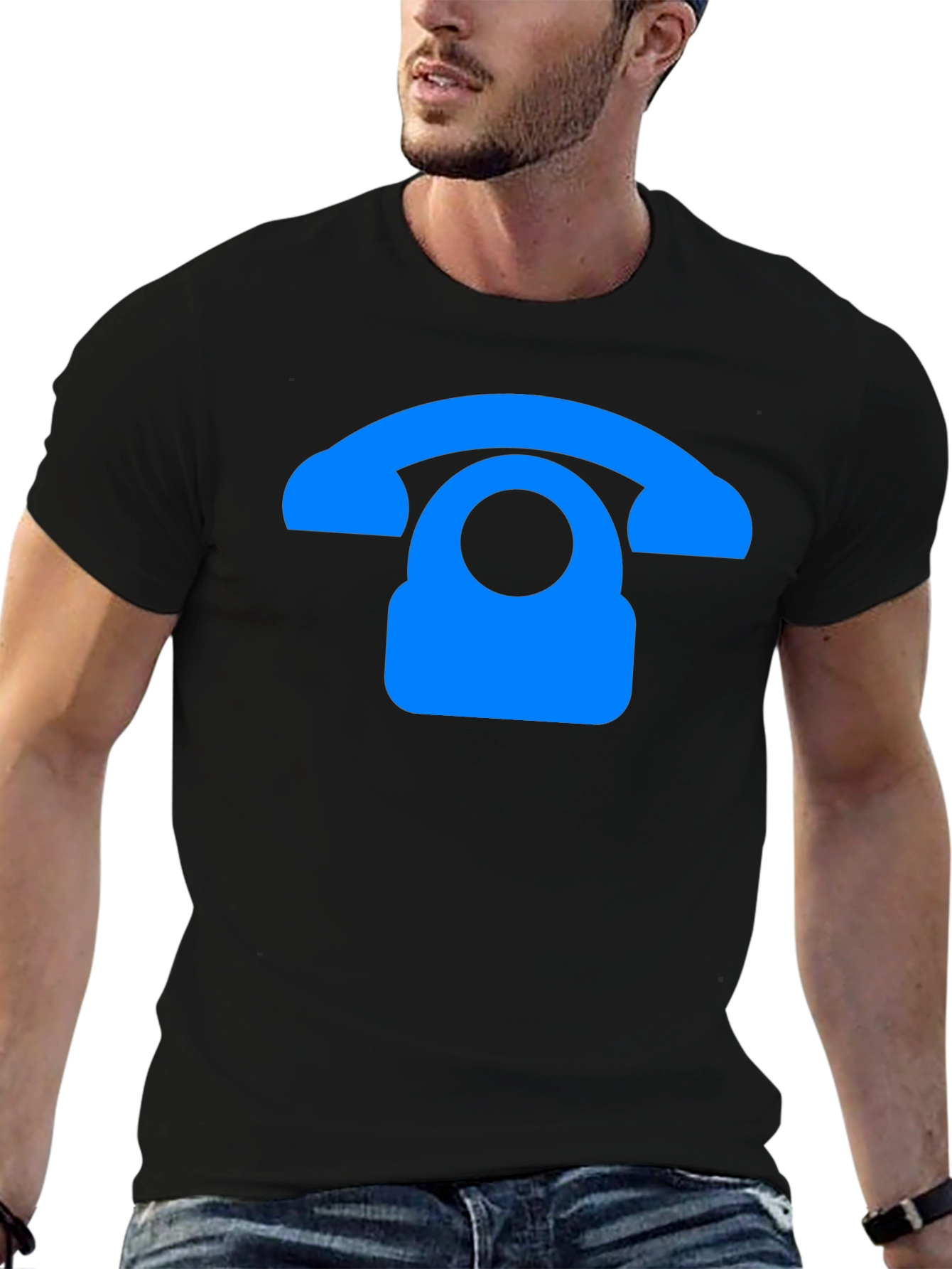 Retro Phone Graphic T-Shirt - Black