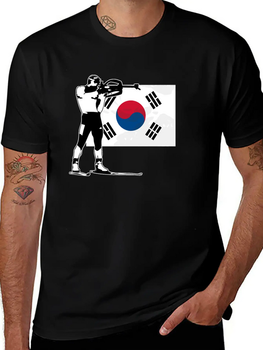 Biathlon - South Korea Flag Unisex Casual T-Shirt – Clean Design For Daily Comfort