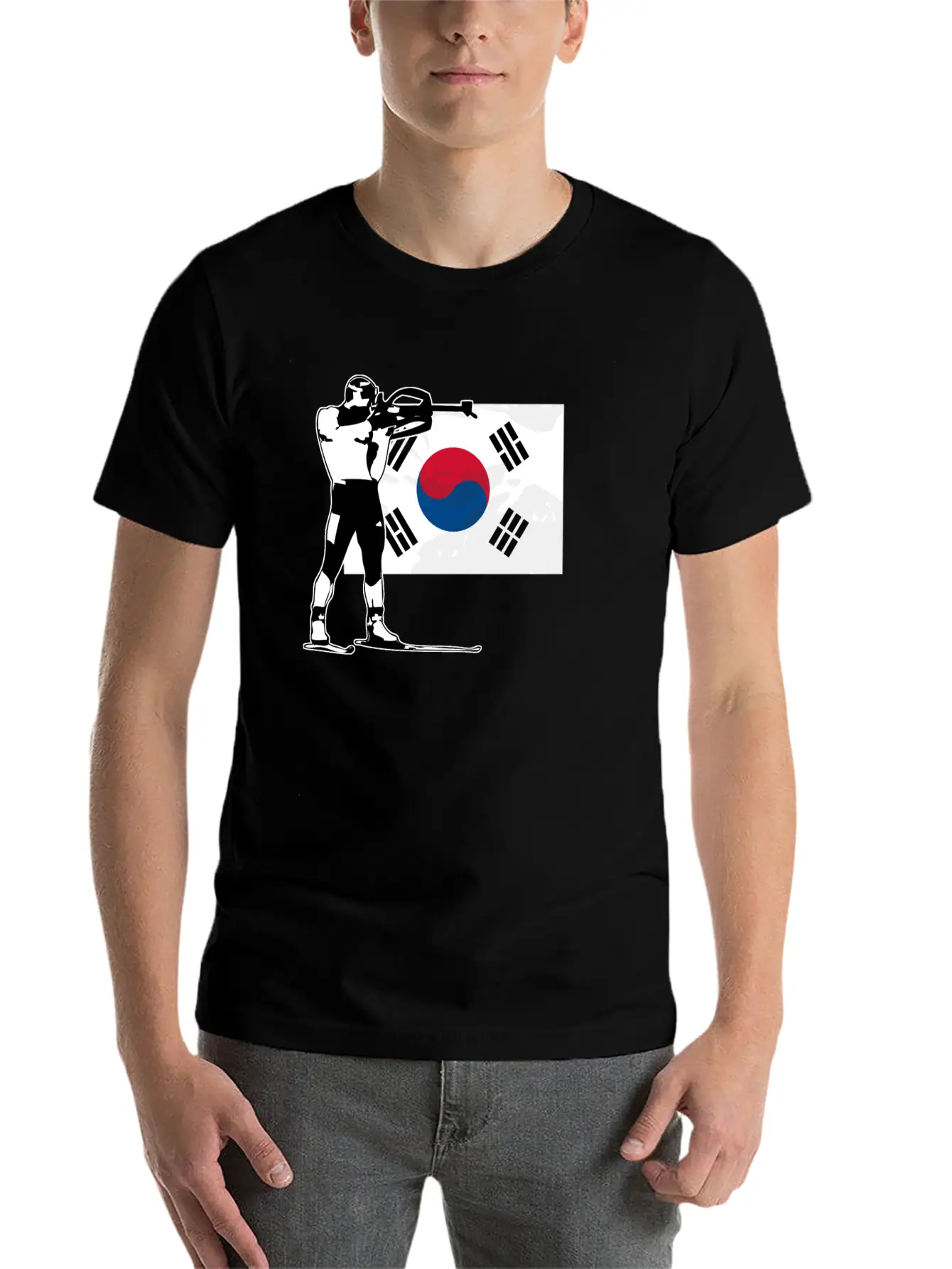 Biathlon - South Korea Flag Unisex Casual T-Shirt – Clean Design For Daily Comfort