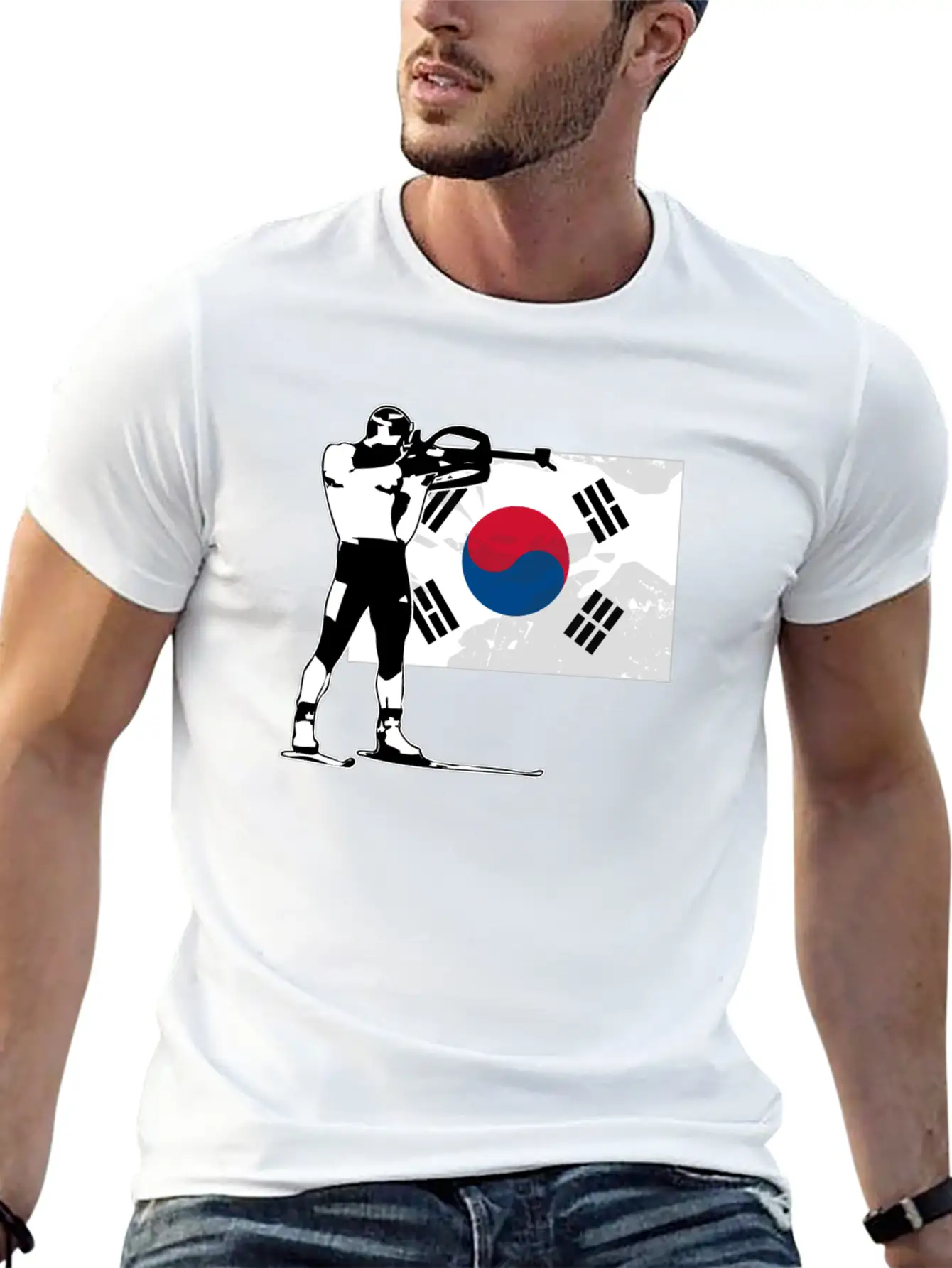 Biathlon - South Korea Flag Unisex Casual T-Shirt – Clean Design For Daily Comfort
