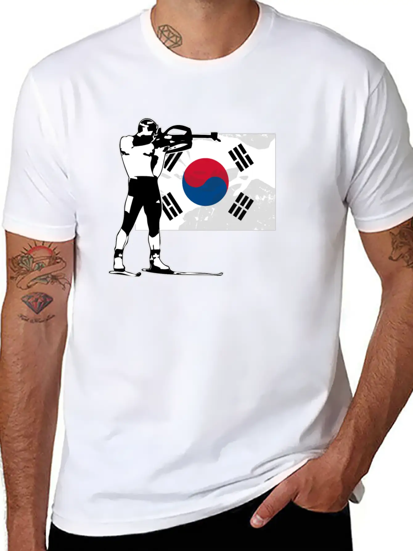 Biathlon - South Korea Flag Unisex Casual T-Shirt – Clean Design For Daily Comfort