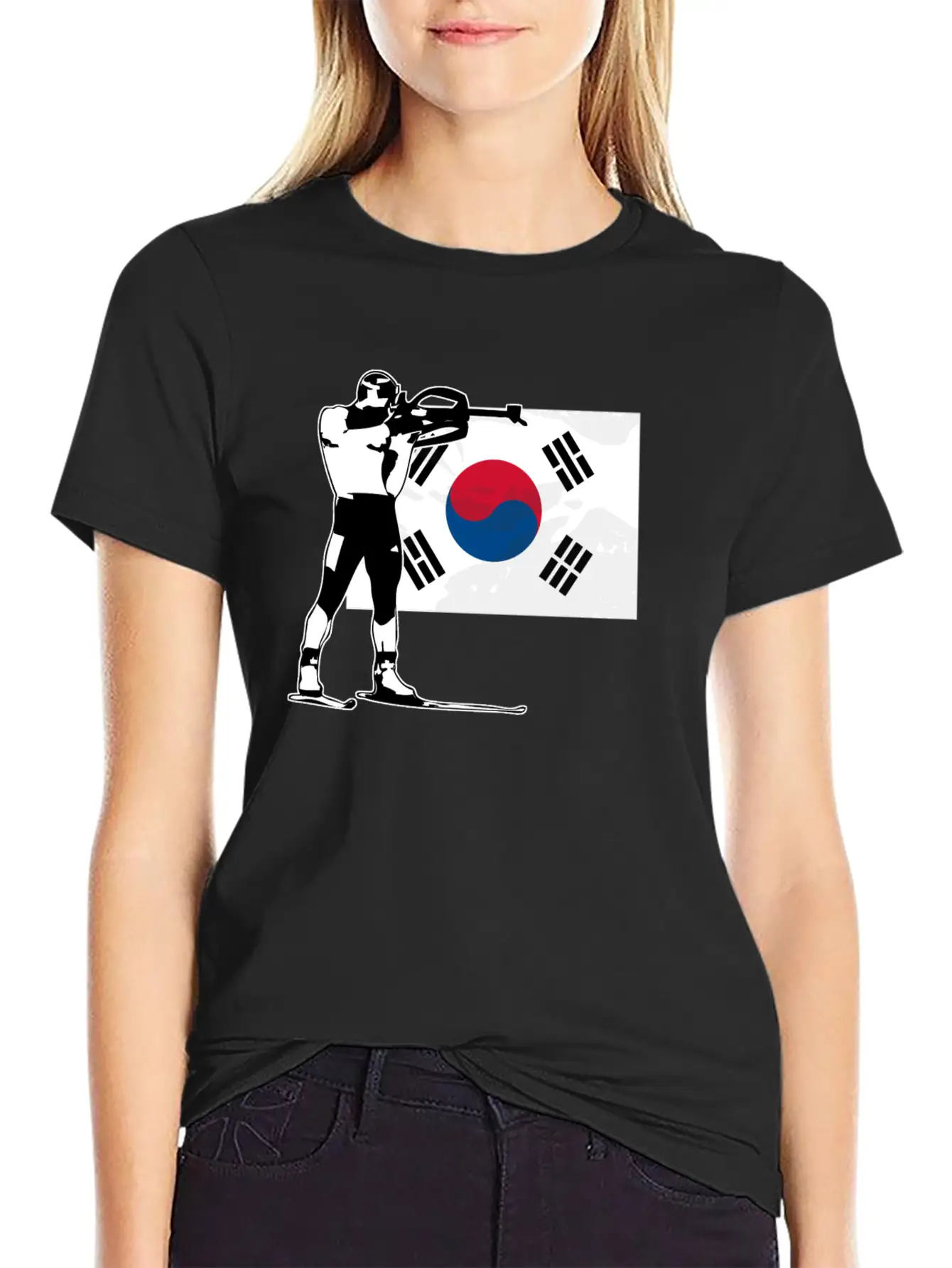 Biathlon - South Korea Flag Unisex Casual T-Shirt – Clean Design For Daily Comfort