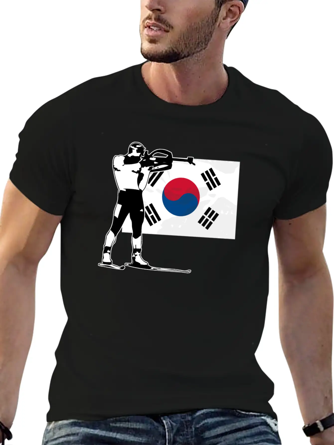 Biathlon - South Korea Flag Unisex Casual T-Shirt – Clean Design For Daily Comfort