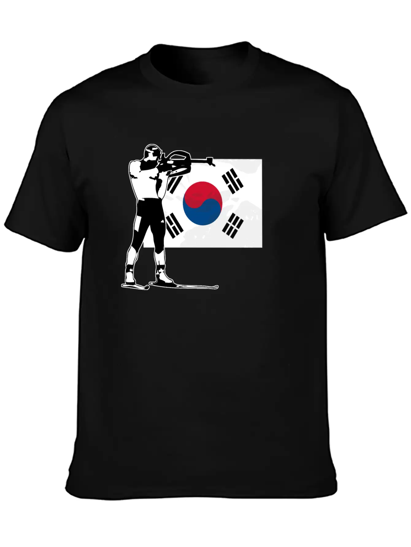 Biathlon - South Korea Flag Unisex Casual T-Shirt – Clean Design For Daily Comfort