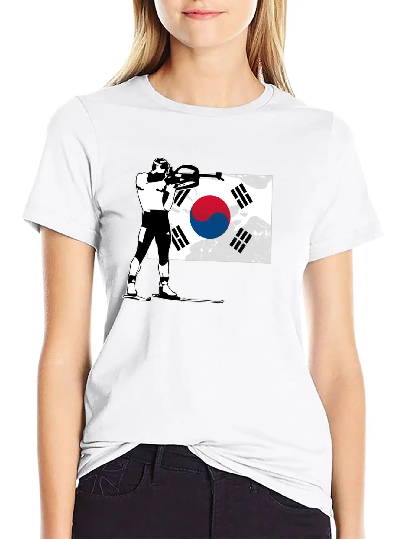 Biathlon - South Korea Flag Unisex Casual T-Shirt – Clean Design For Daily Comfort