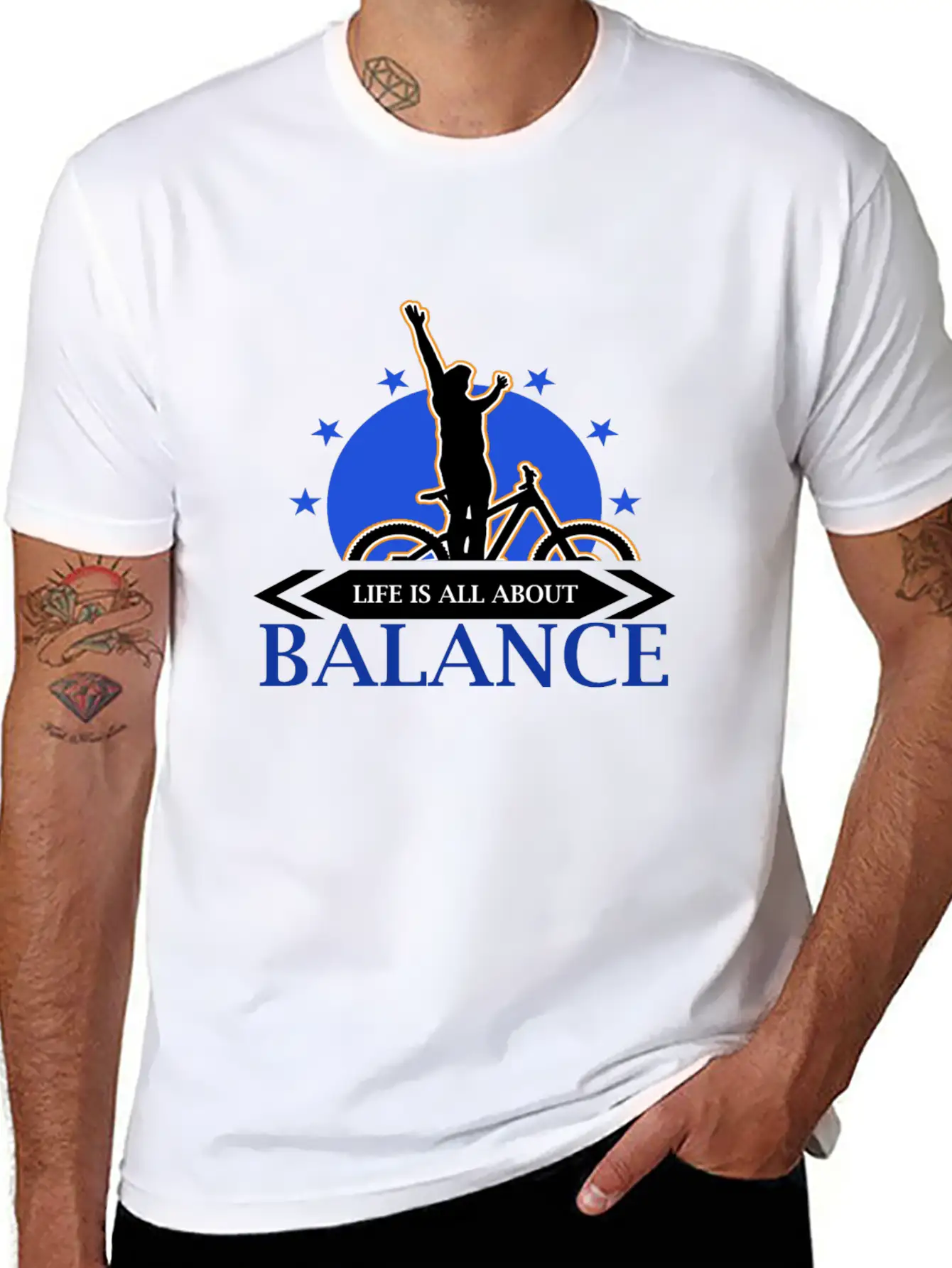 Bike - Biking - Biker - Balance - Tee Unisex Casual T-Shirt – Clean Design For Daily Comfort