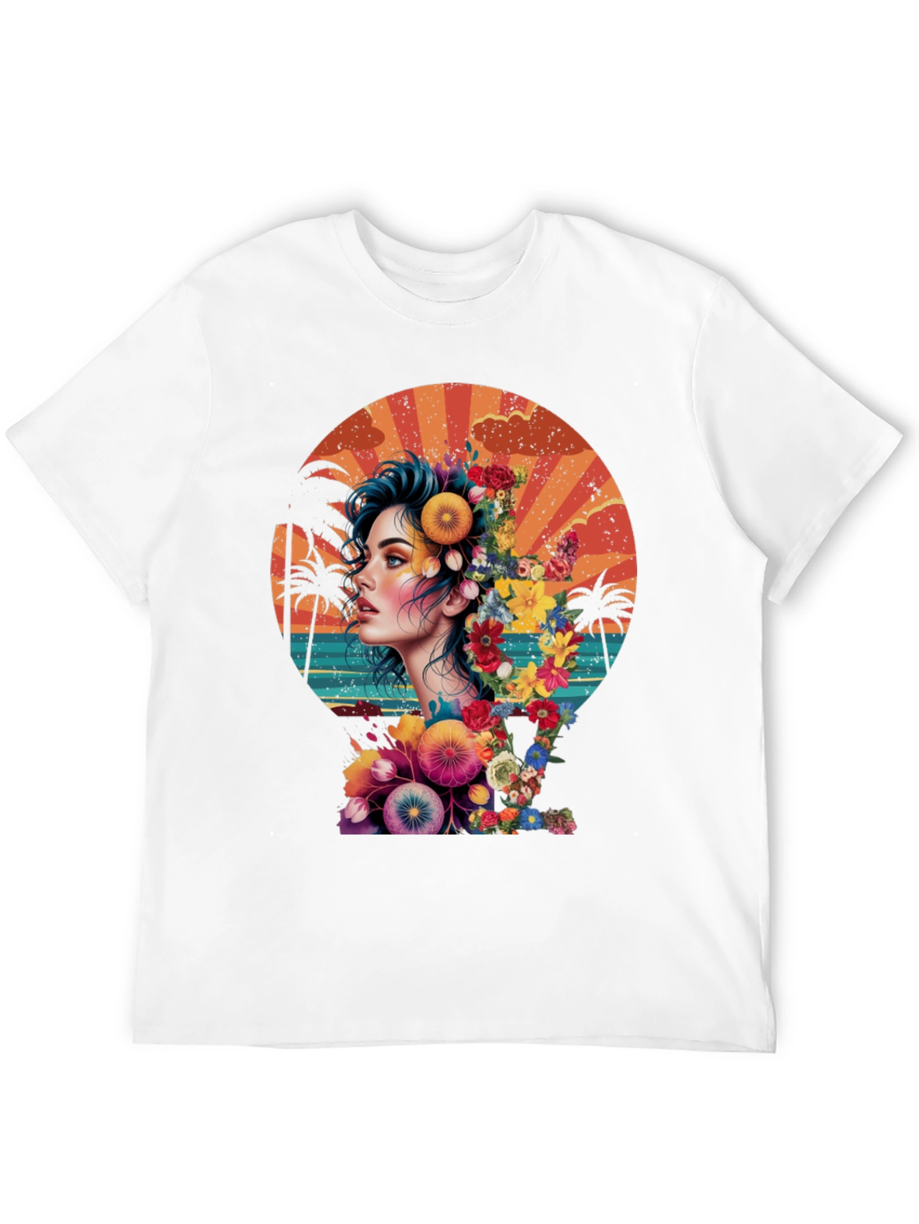 Floral Woman Graphic T-Shirt - Tropical Design