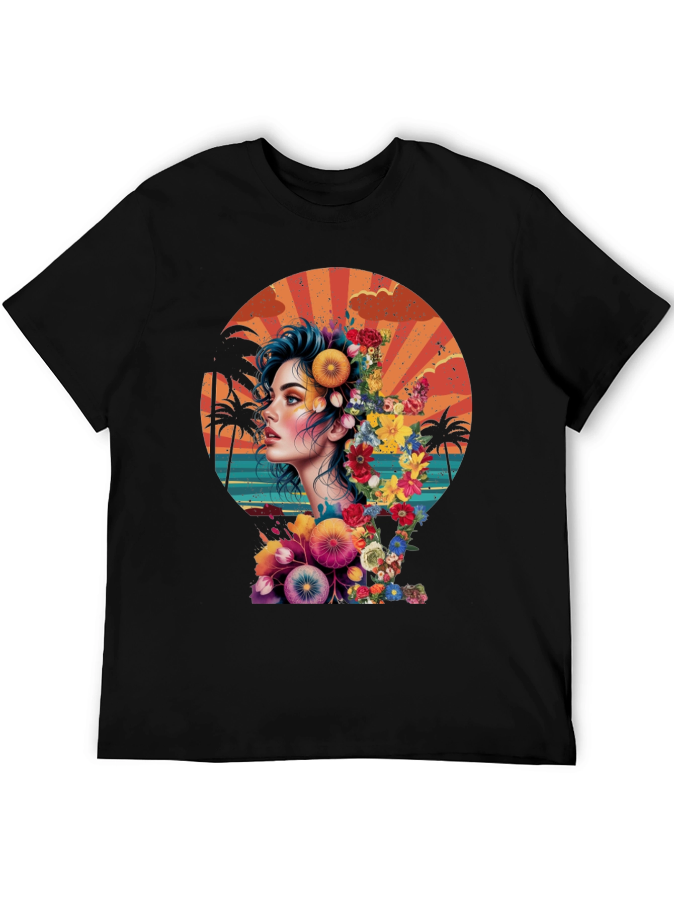 Floral Woman Graphic T-Shirt - Tropical Design