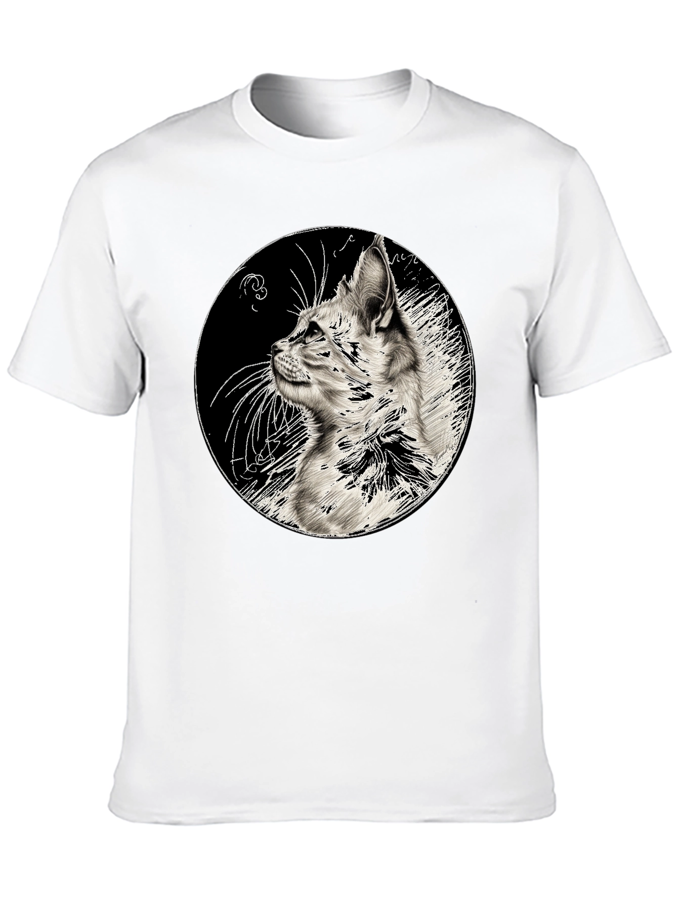 Cat Art Print Black T-Shirt