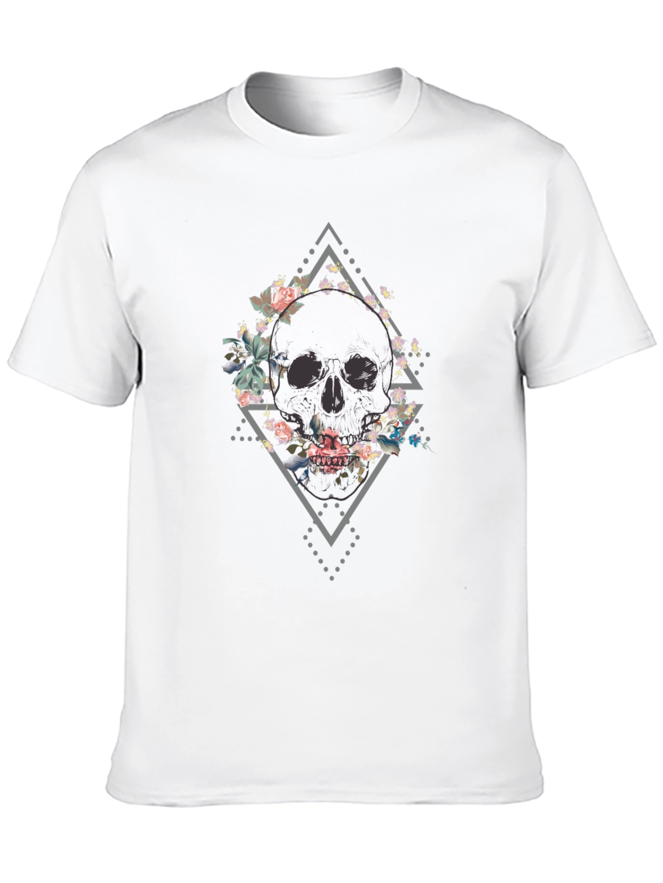 Floral Skull Graphic Tee - Mens Black T-Shirt