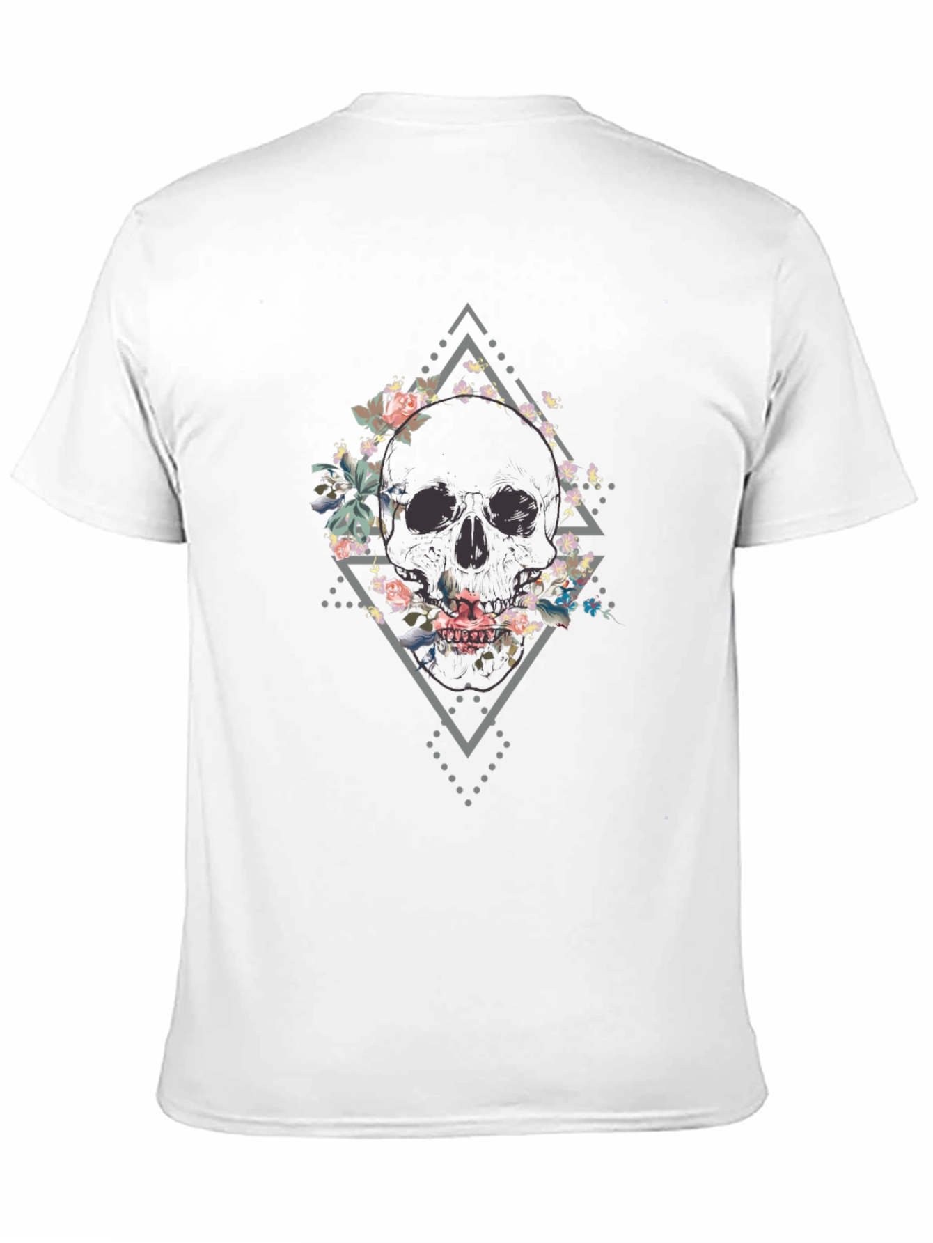 Floral Skull Graphic Tee - Mens Black T-Shirt