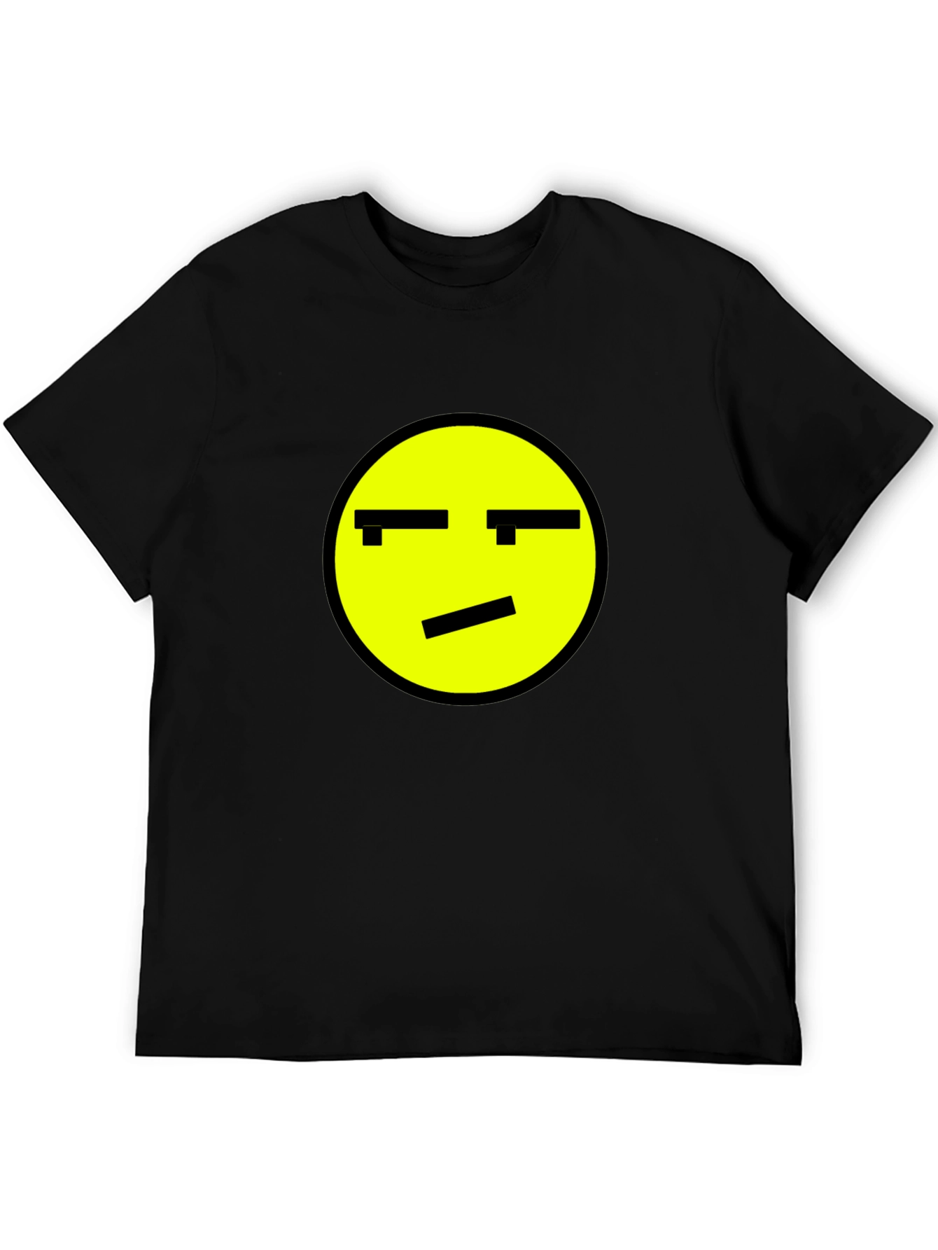Skeptical Emoji Graphic Black T-Shirt