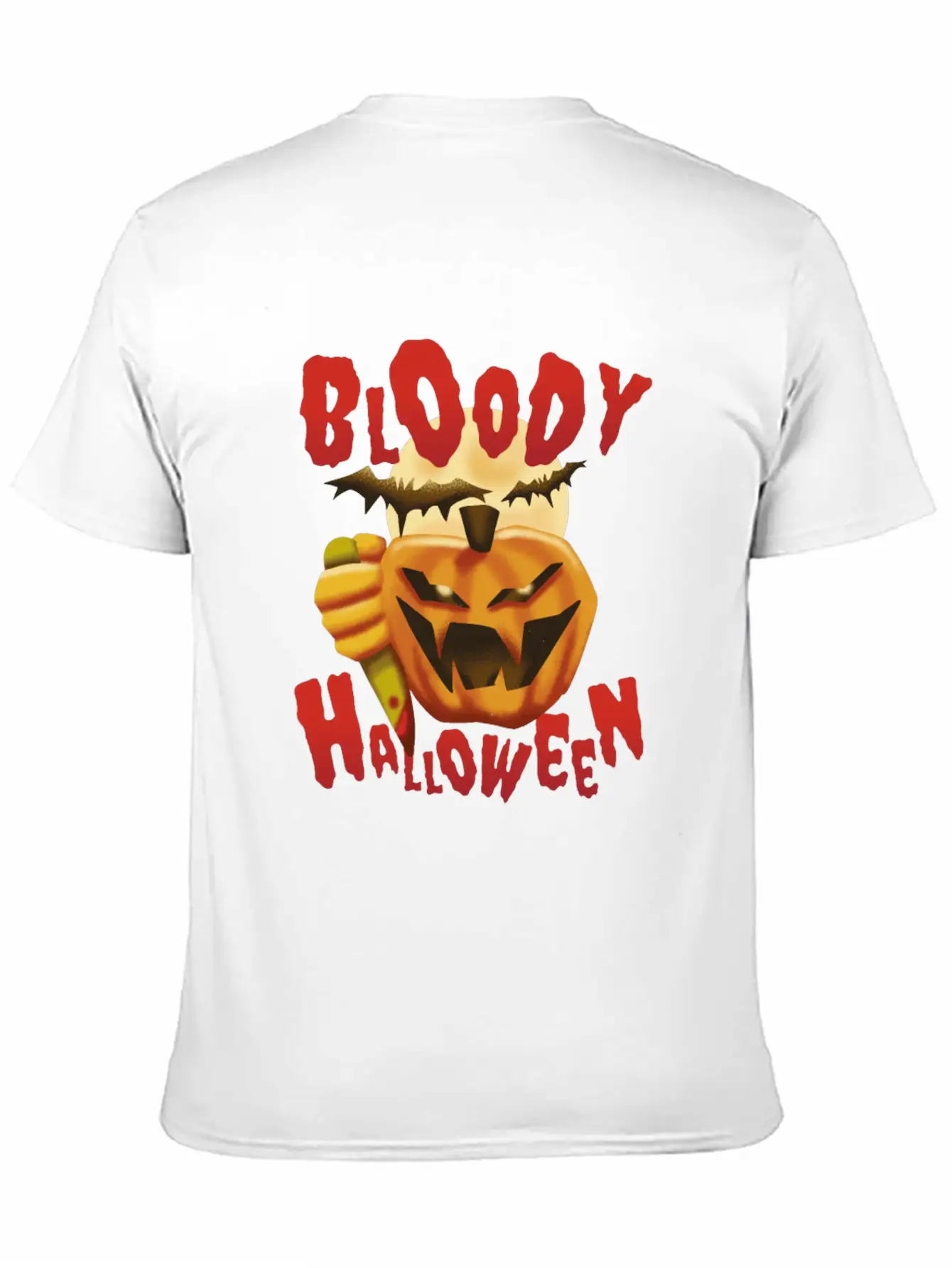 Bloody Halloween Pumpkin With Knife Unisex Casual T-Shirt – Clean Design For Daily Comfort
