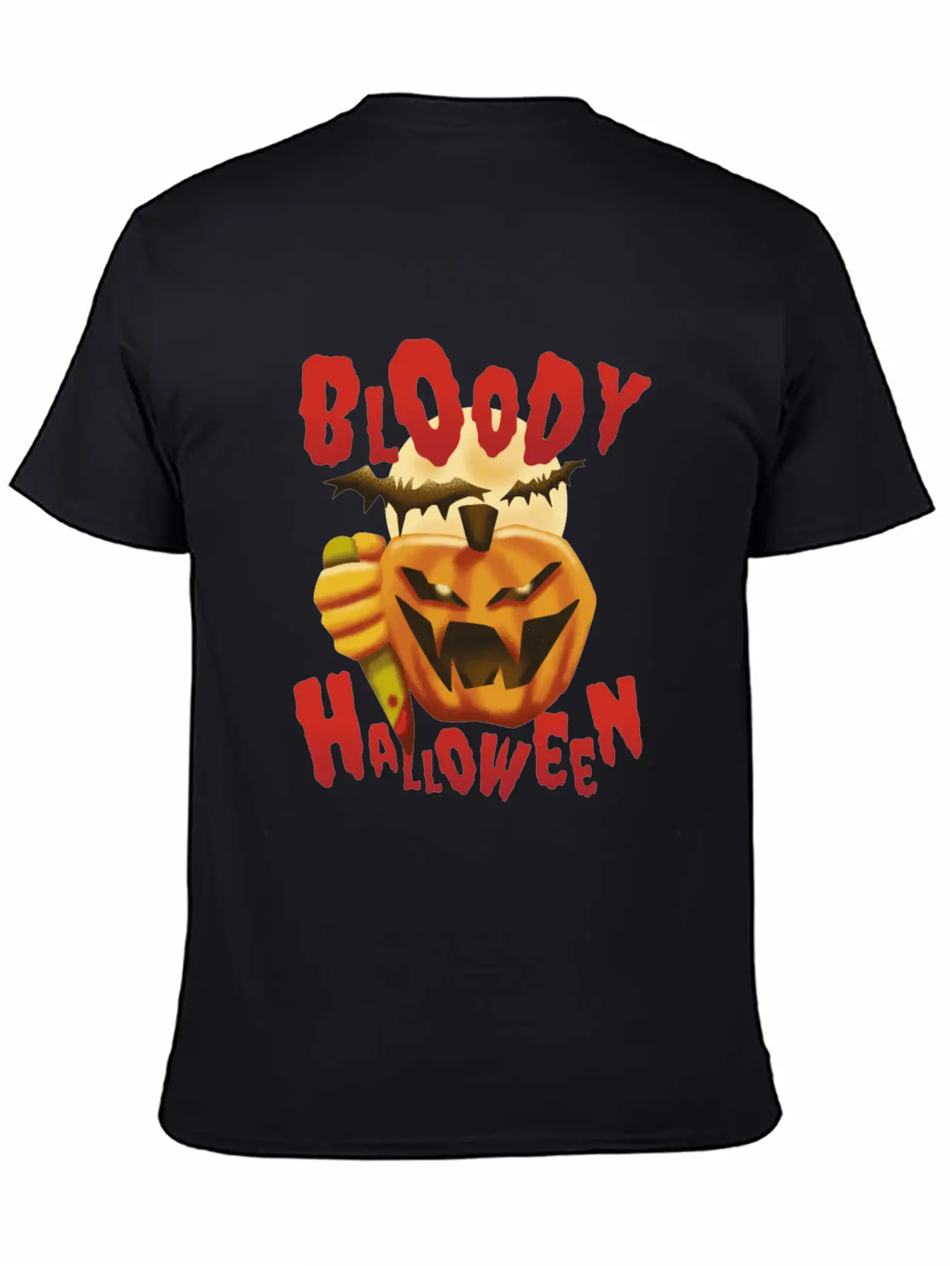 Bloody Halloween Pumpkin With Knife Unisex Casual T-Shirt – Clean Design For Daily Comfort