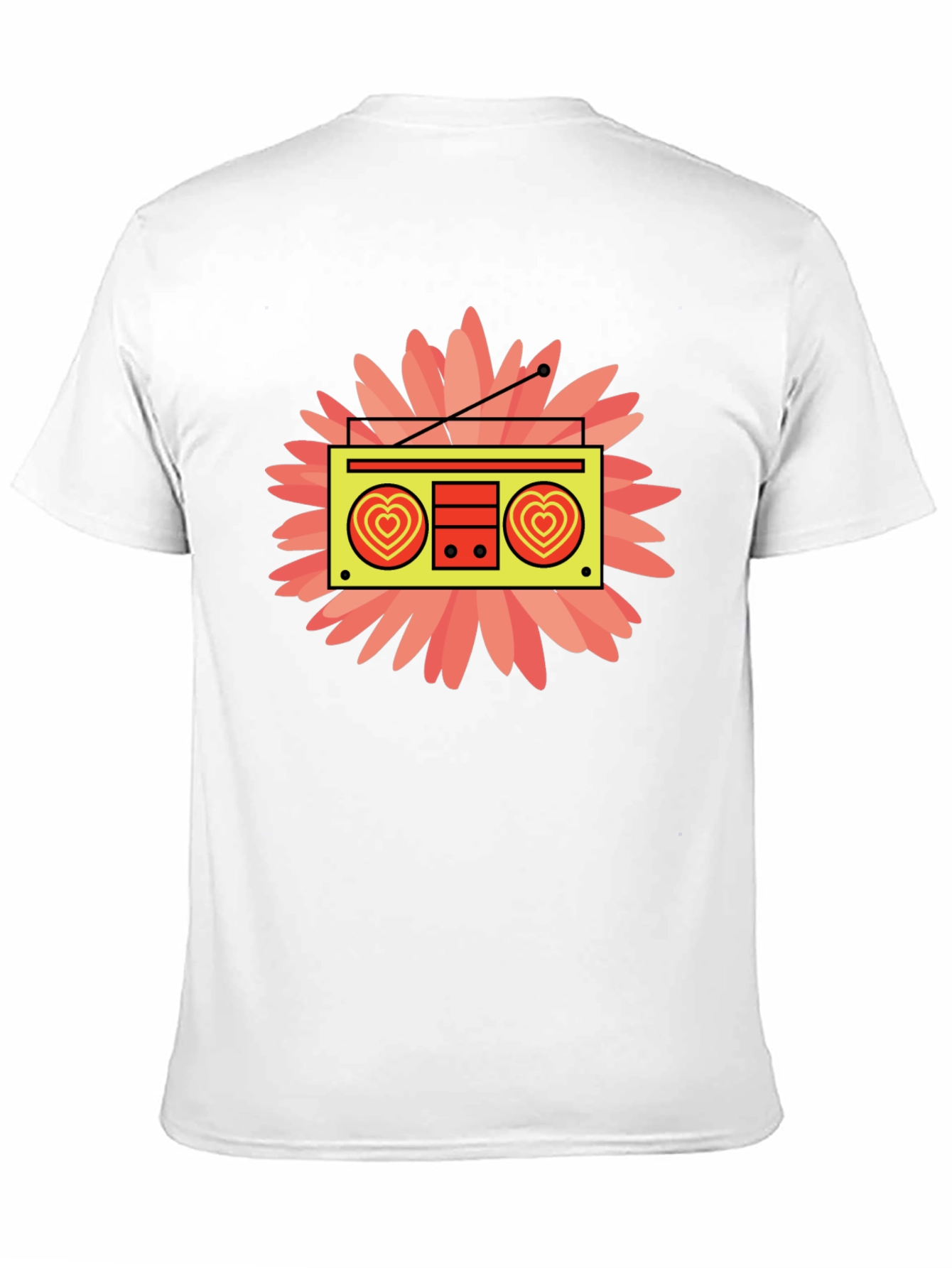 Retro Radio Heart Graphic Black T-Shirt