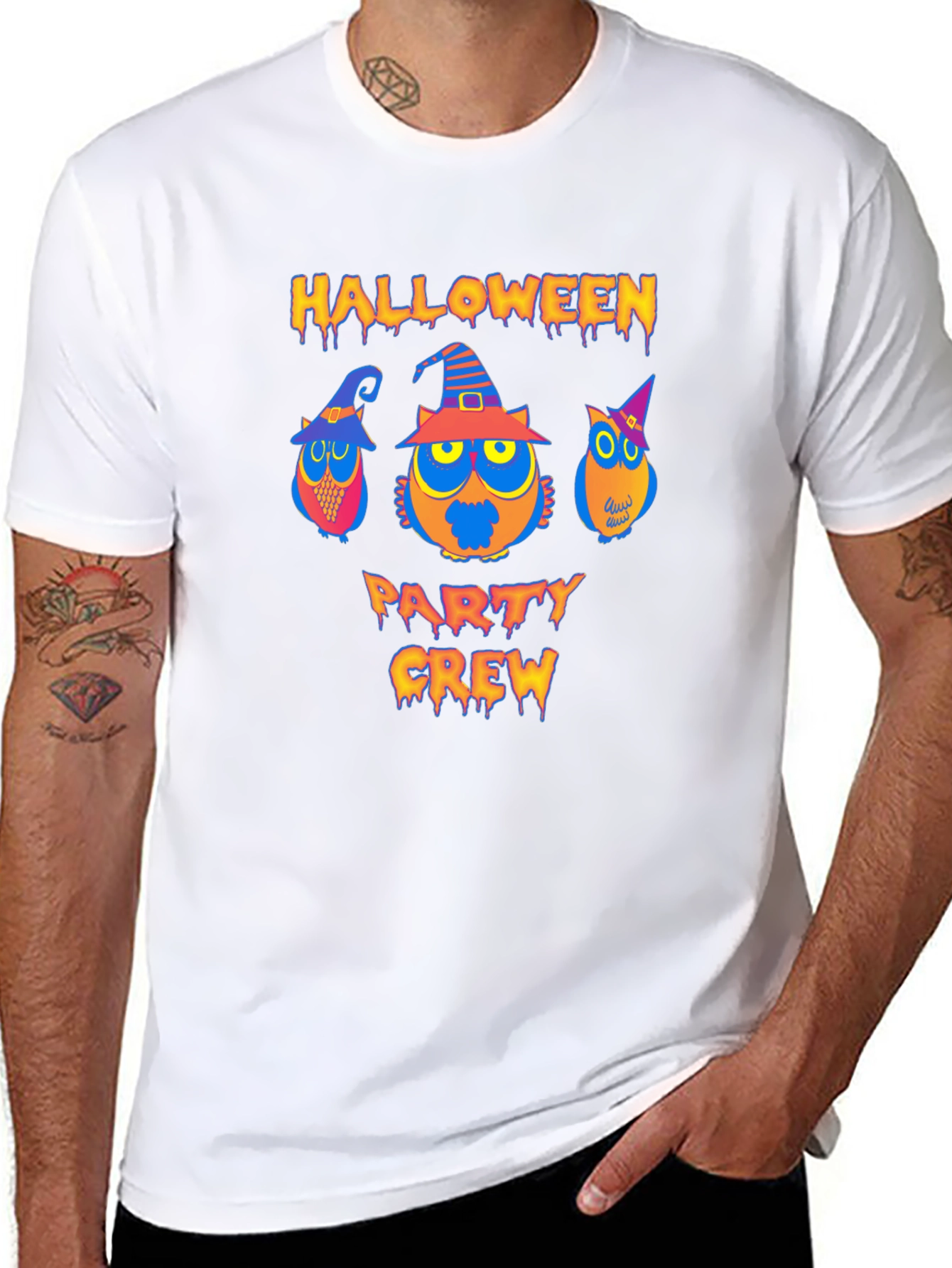 Halloween Party Crew Owl Graphic T-Shirt