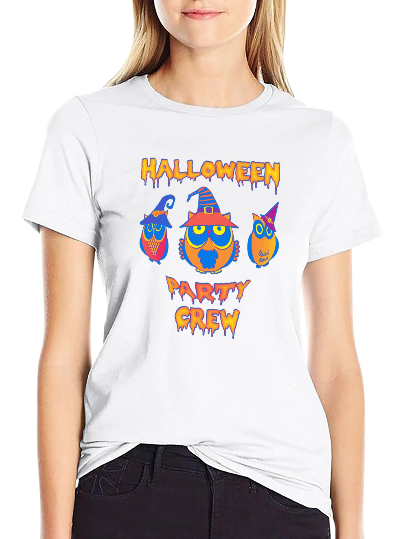Halloween Party Crew Owl Graphic T-Shirt