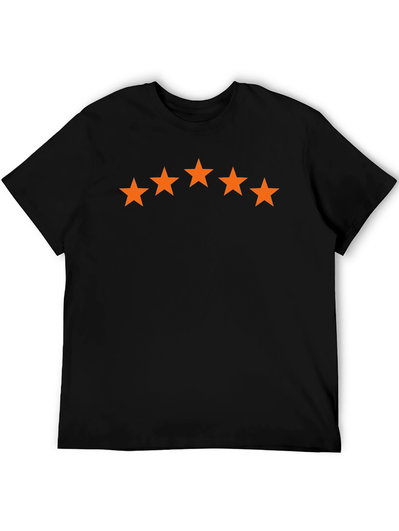 Black T-Shirt with Five Orange Stars