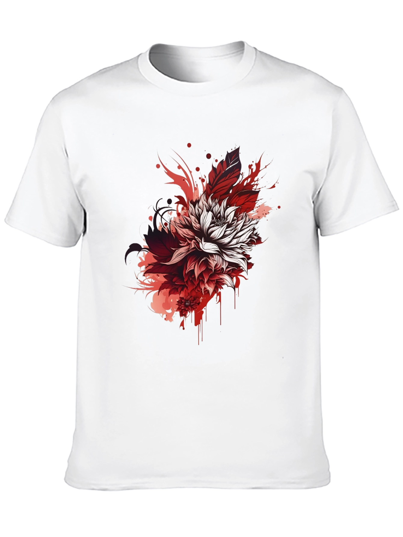Floral Ink Splatter Graphic Tee - Black