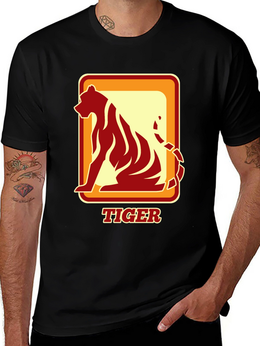 Retro Tiger Graphic Tee - Vintage Style Mens T-Shirt
