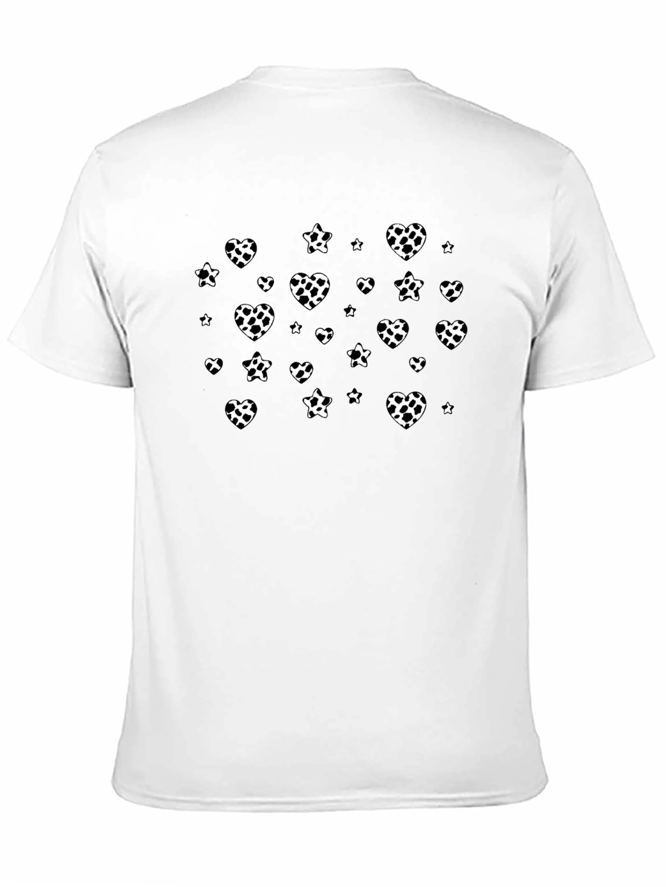 Black T-Shirt with White Heart Pattern