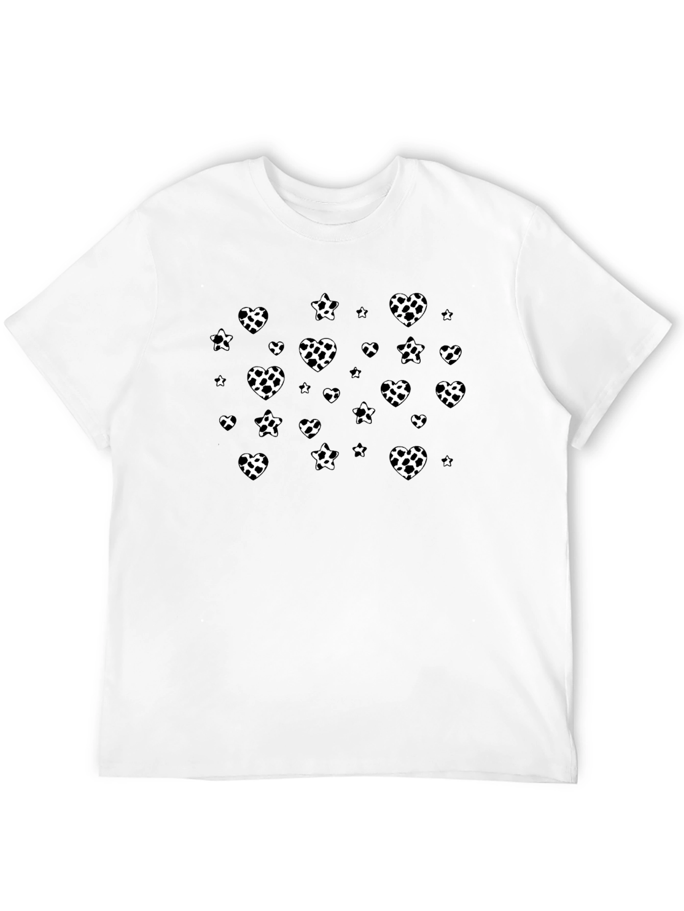 Black T-Shirt with White Heart Pattern