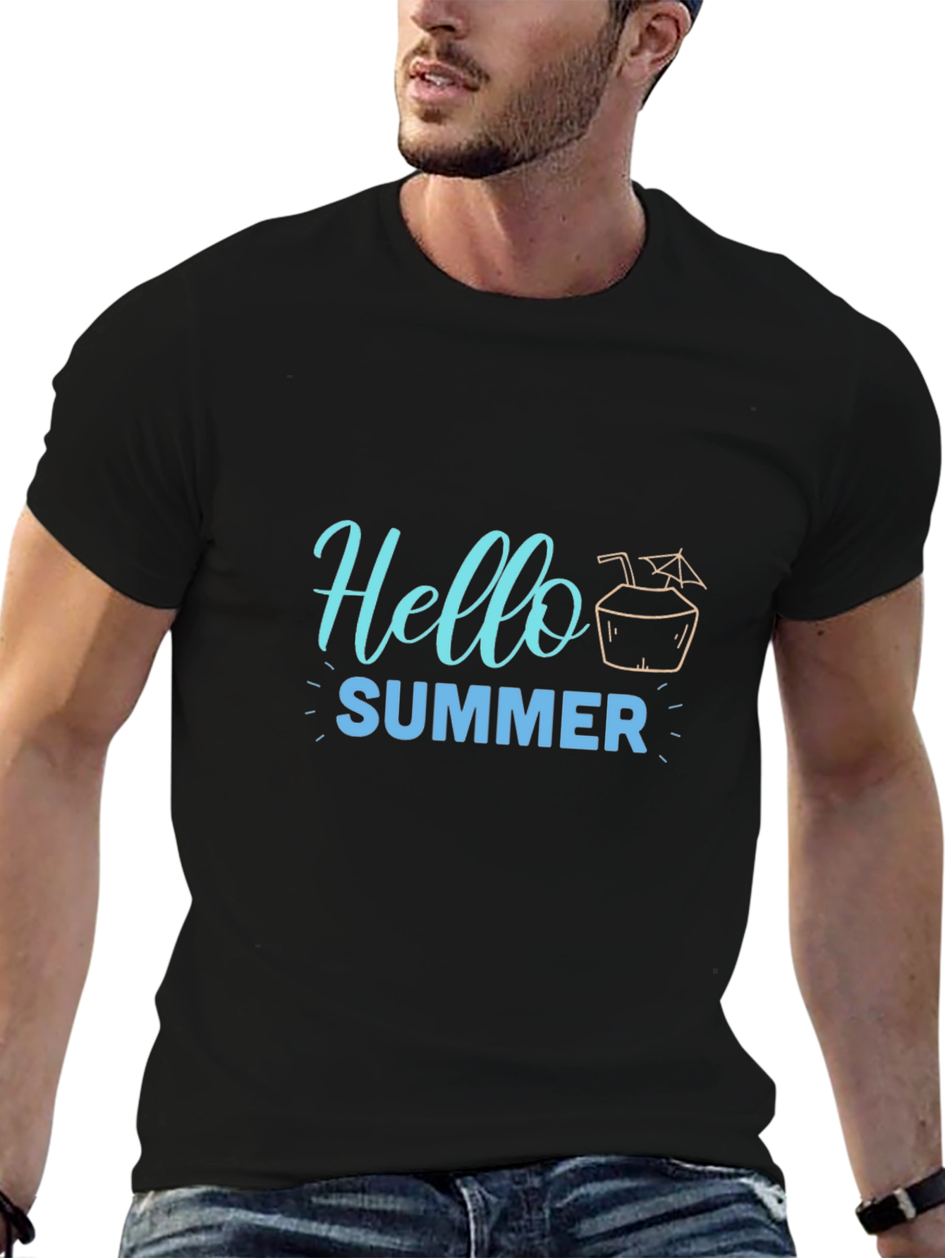 Hello Summer Black Graphic Tee