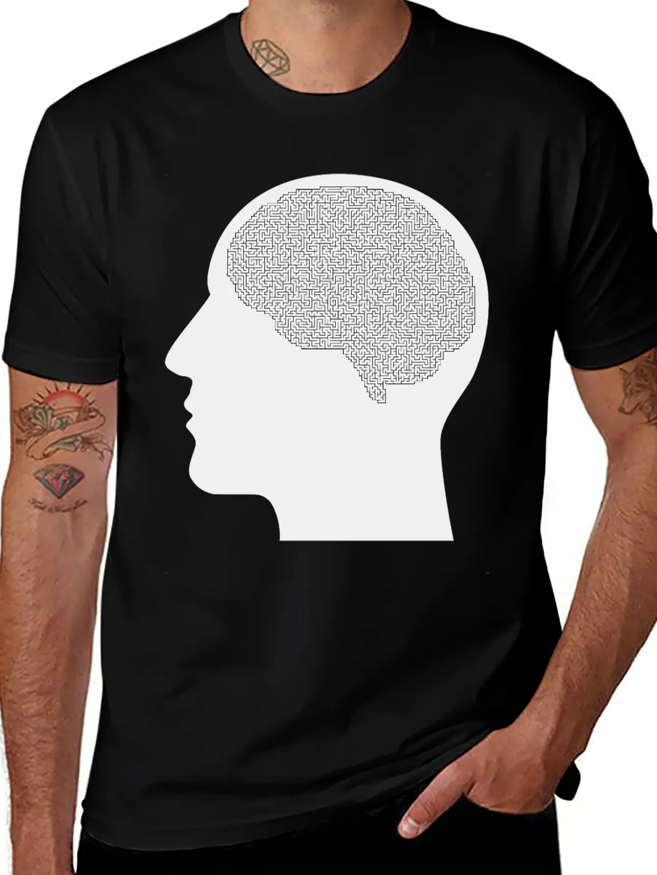 Brain Maze Man Silhouette Unisex Casual T-Shirt – Clean Design For Daily Comfort
