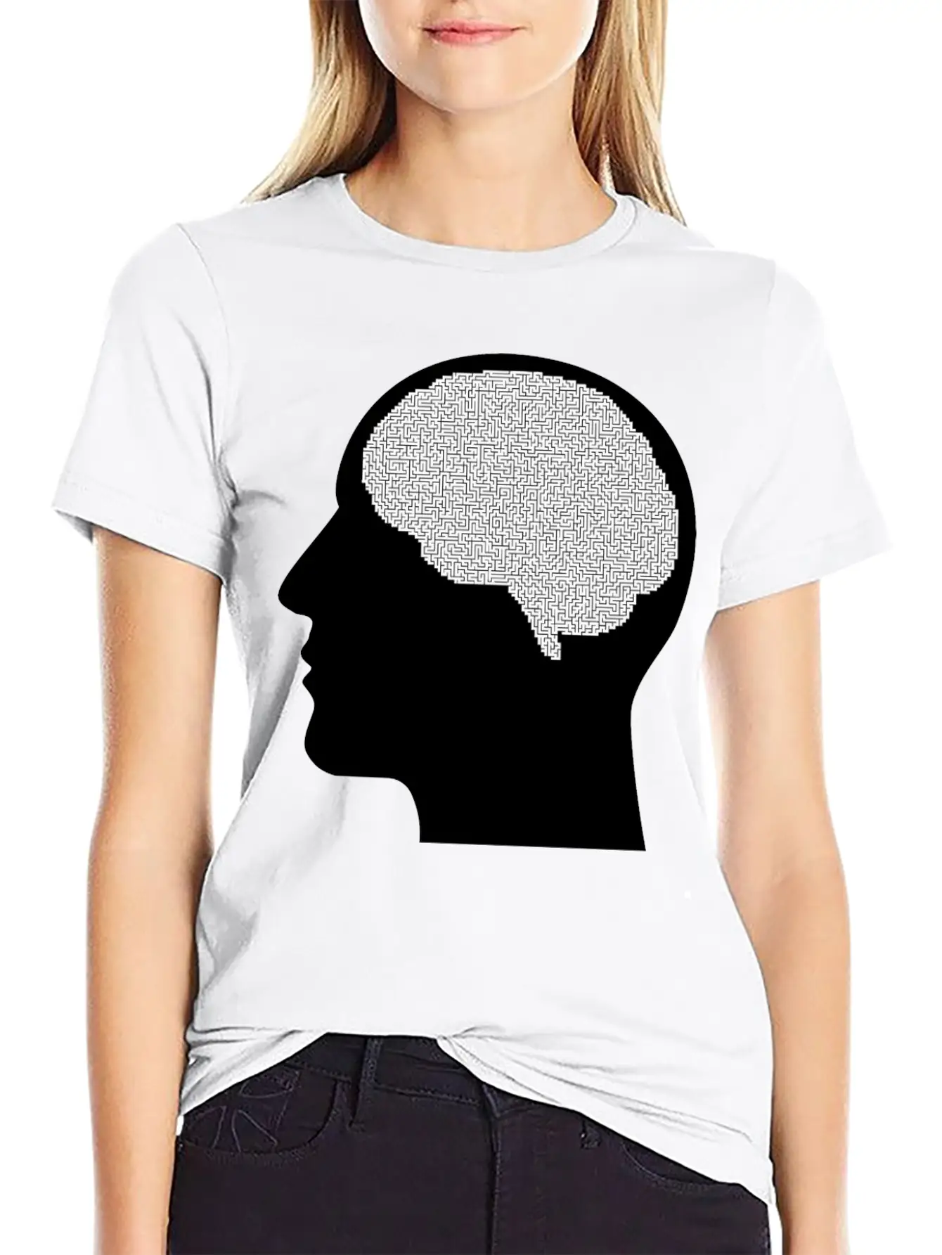 Brain Maze Man Silhouette Unisex Casual T-Shirt – Clean Design For Daily Comfort