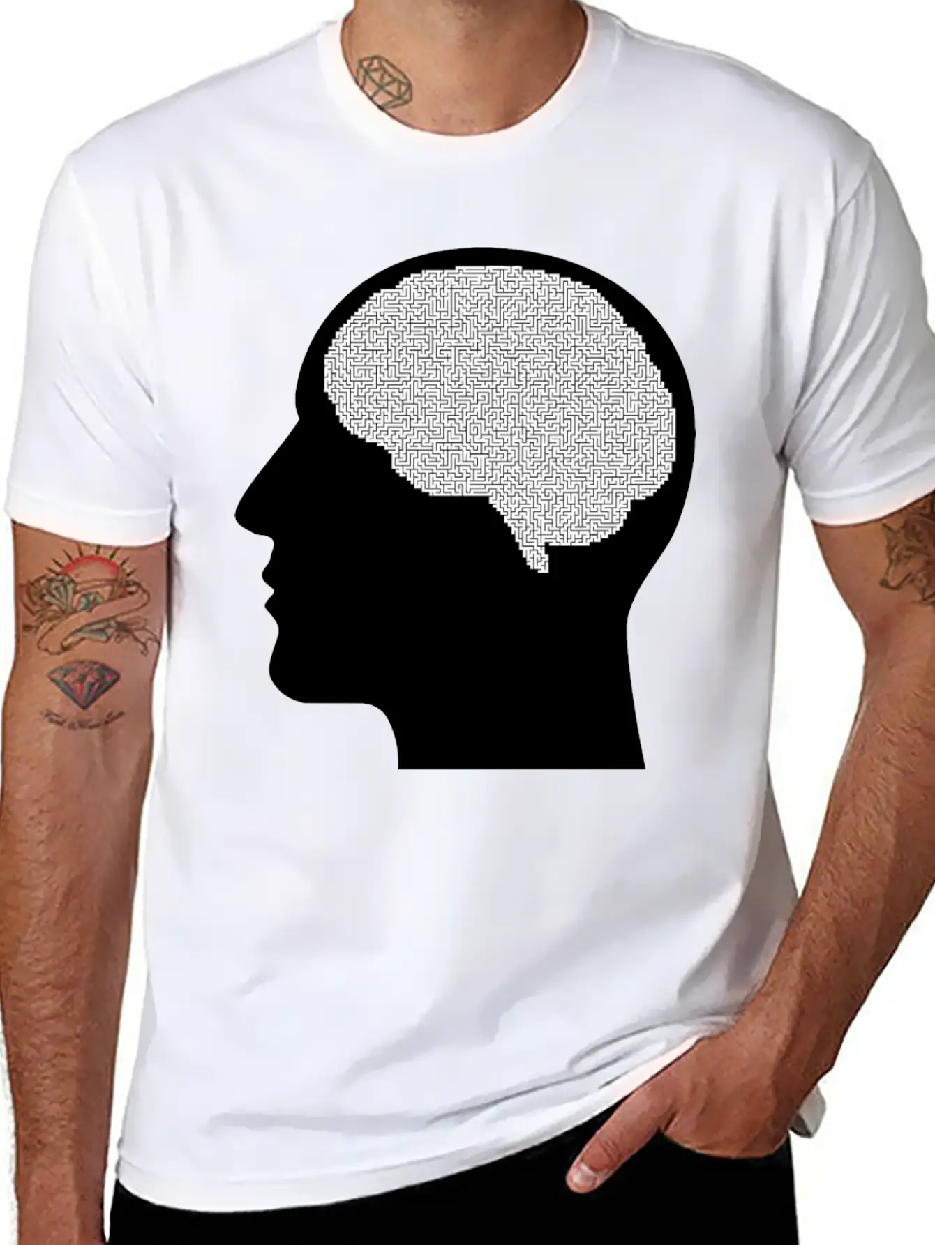 Brain Maze Man Silhouette Unisex Casual T-Shirt – Clean Design For Daily Comfort
