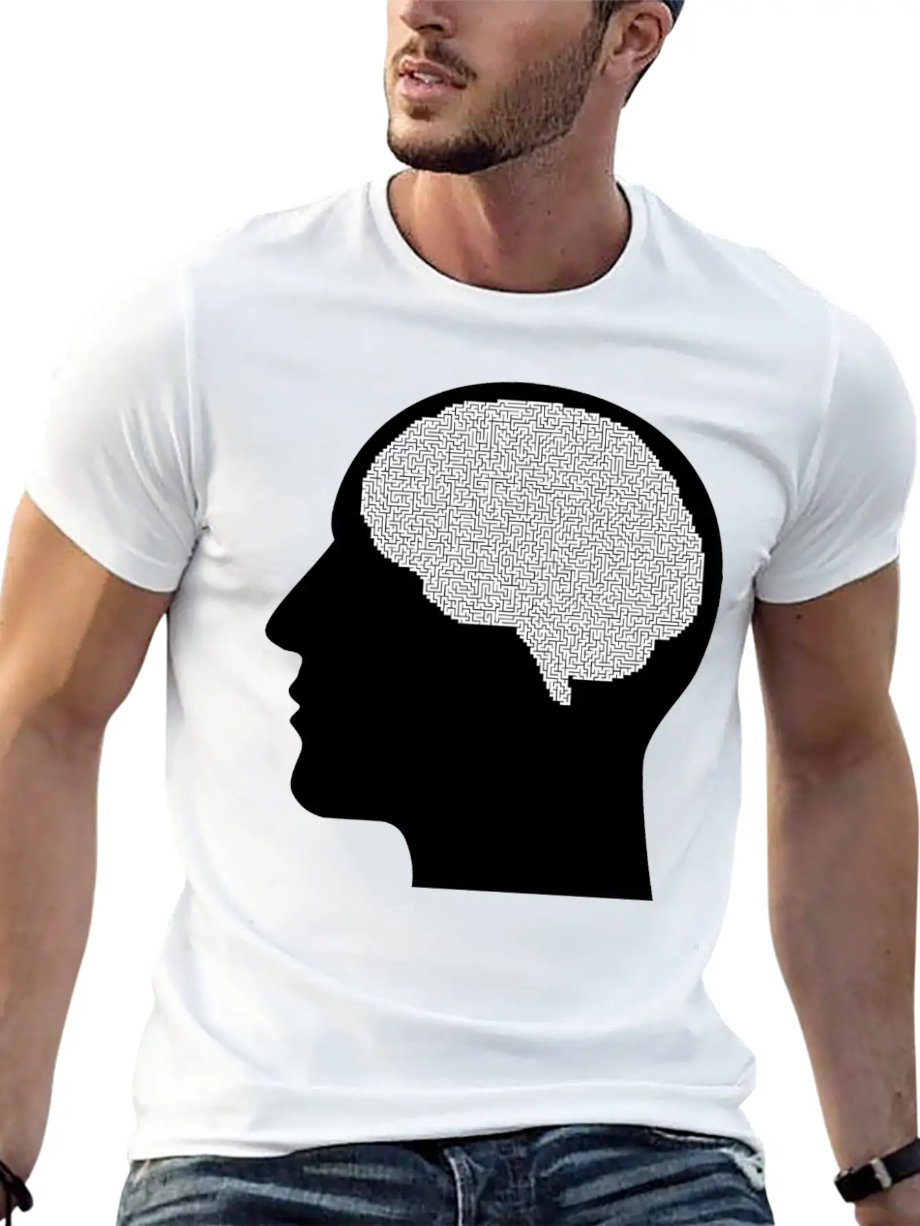 Brain Maze Man Silhouette Unisex Casual T-Shirt – Clean Design For Daily Comfort